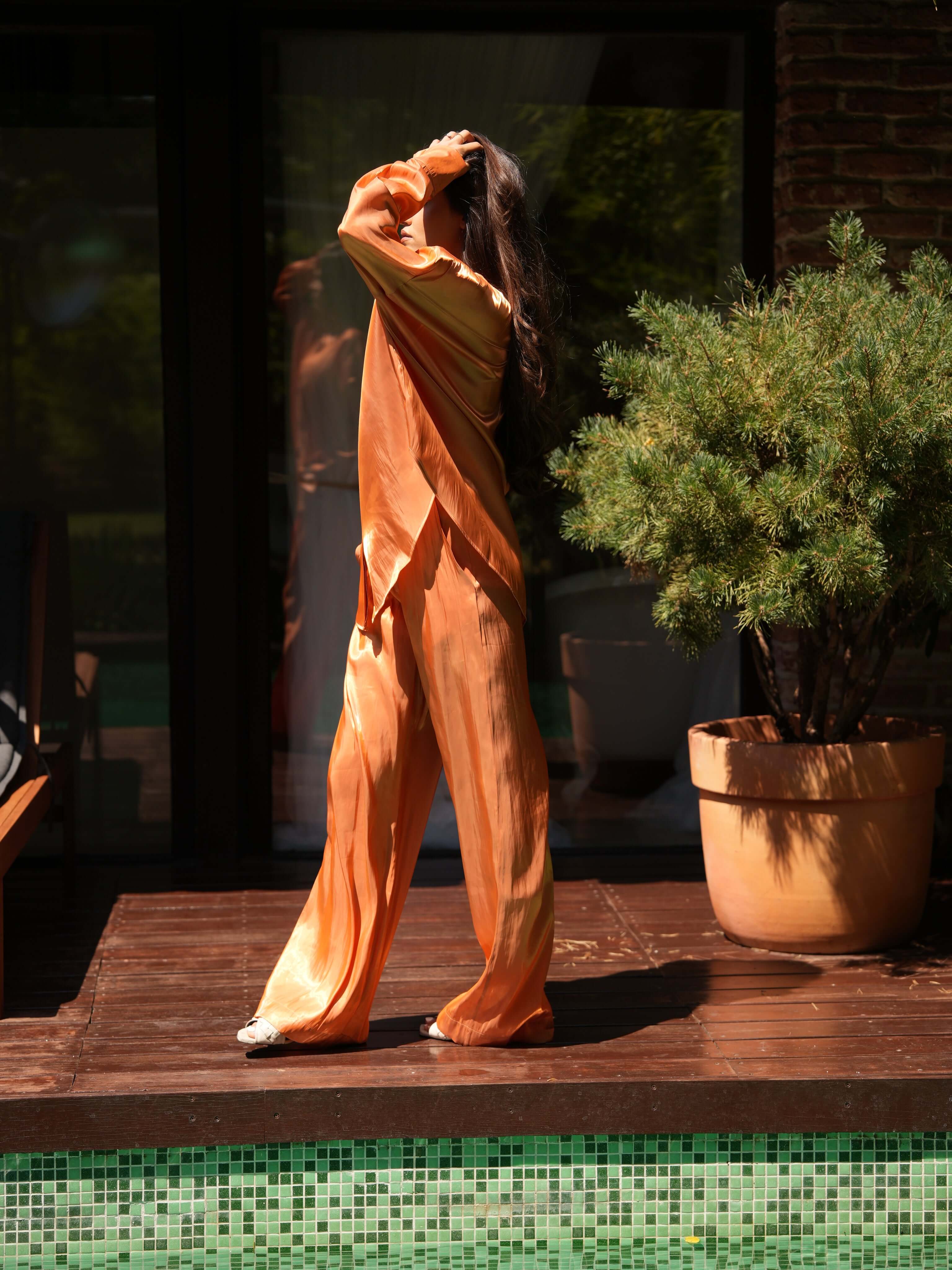 Compleu Elegant din Organza Portocaliu, Sunset Seduction