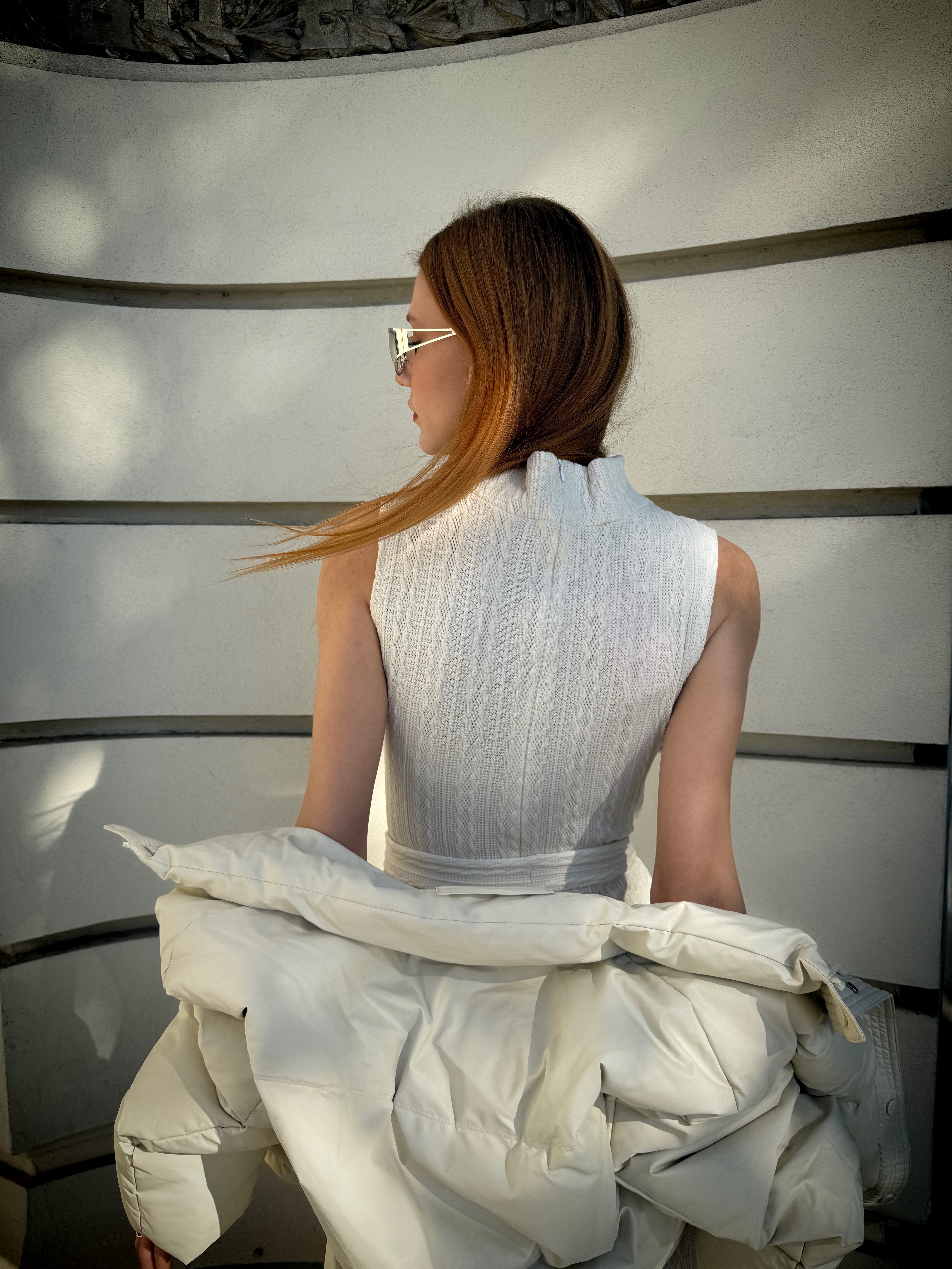 Geaca Puffer Oversized cu Guler Inalt, Bej, Milky Way