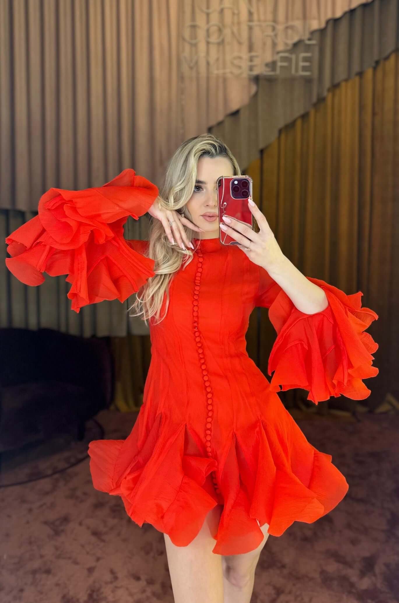 Rochie Mini Rosie cu Volane, Swan