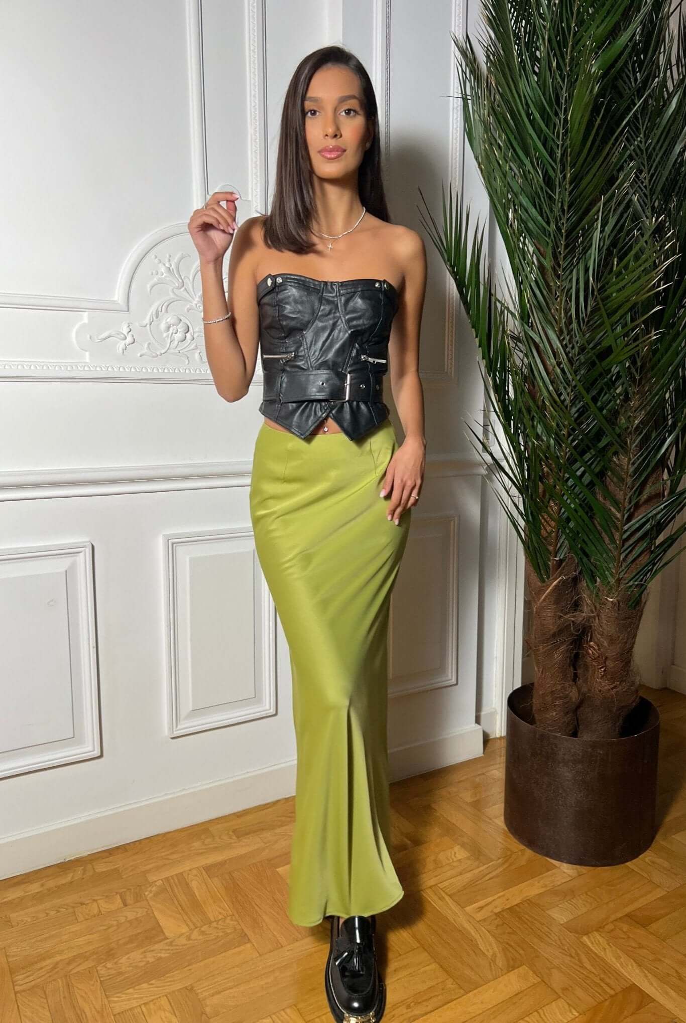 Fusta Maxi Eleganta, Verde, Jade Whisper