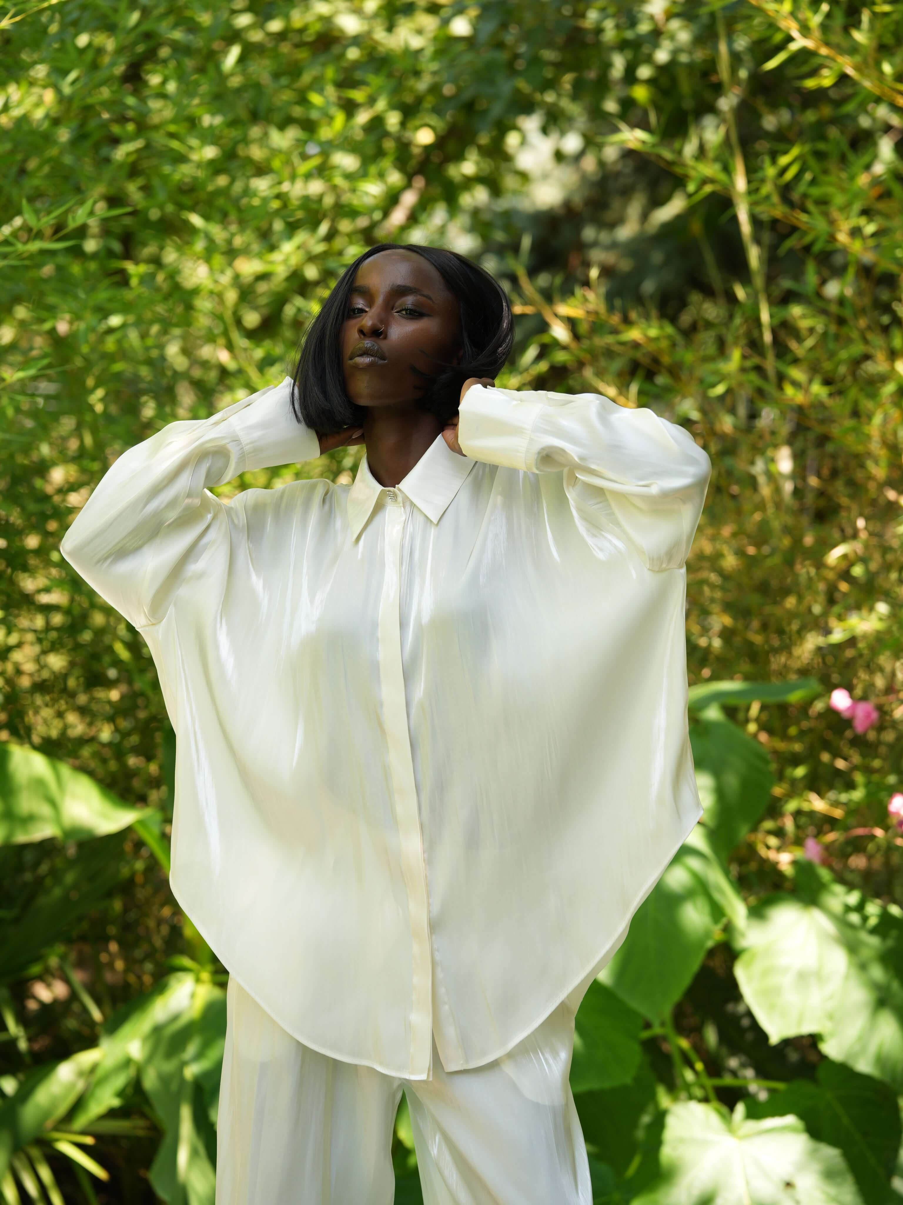 Compleu Elegant din Organza, Alb, White Martini