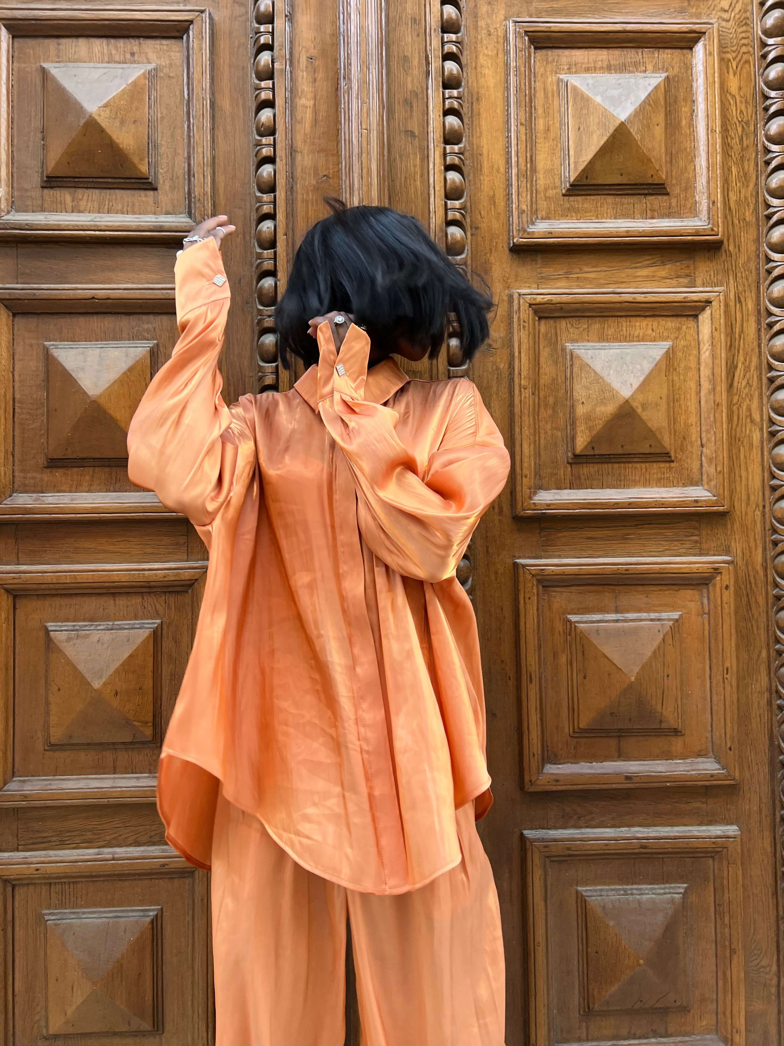 Compleu Elegant din Organza Portocaliu, Sunset Seduction