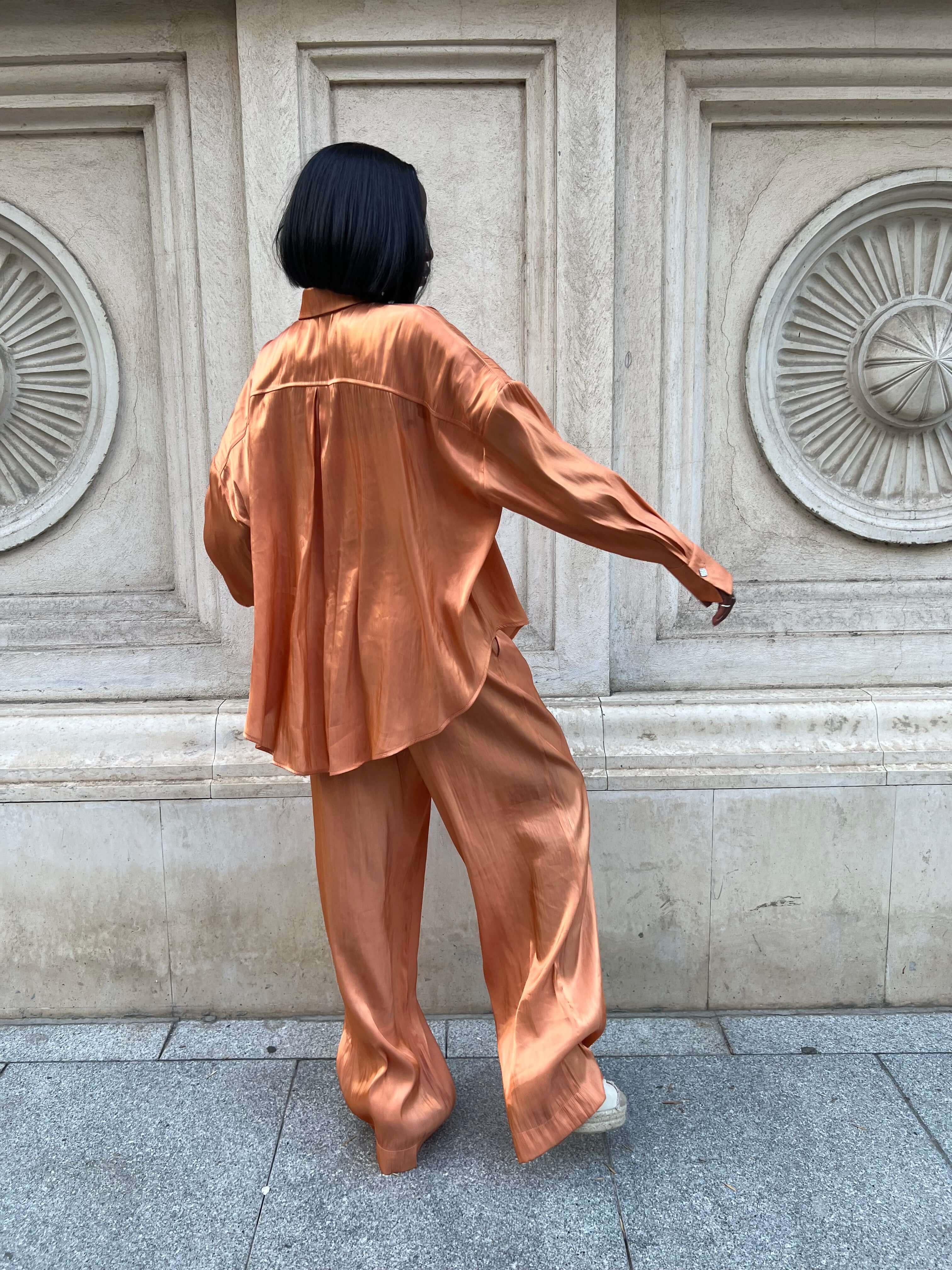 Compleu Elegant din Organza Portocaliu, Sunset Seduction