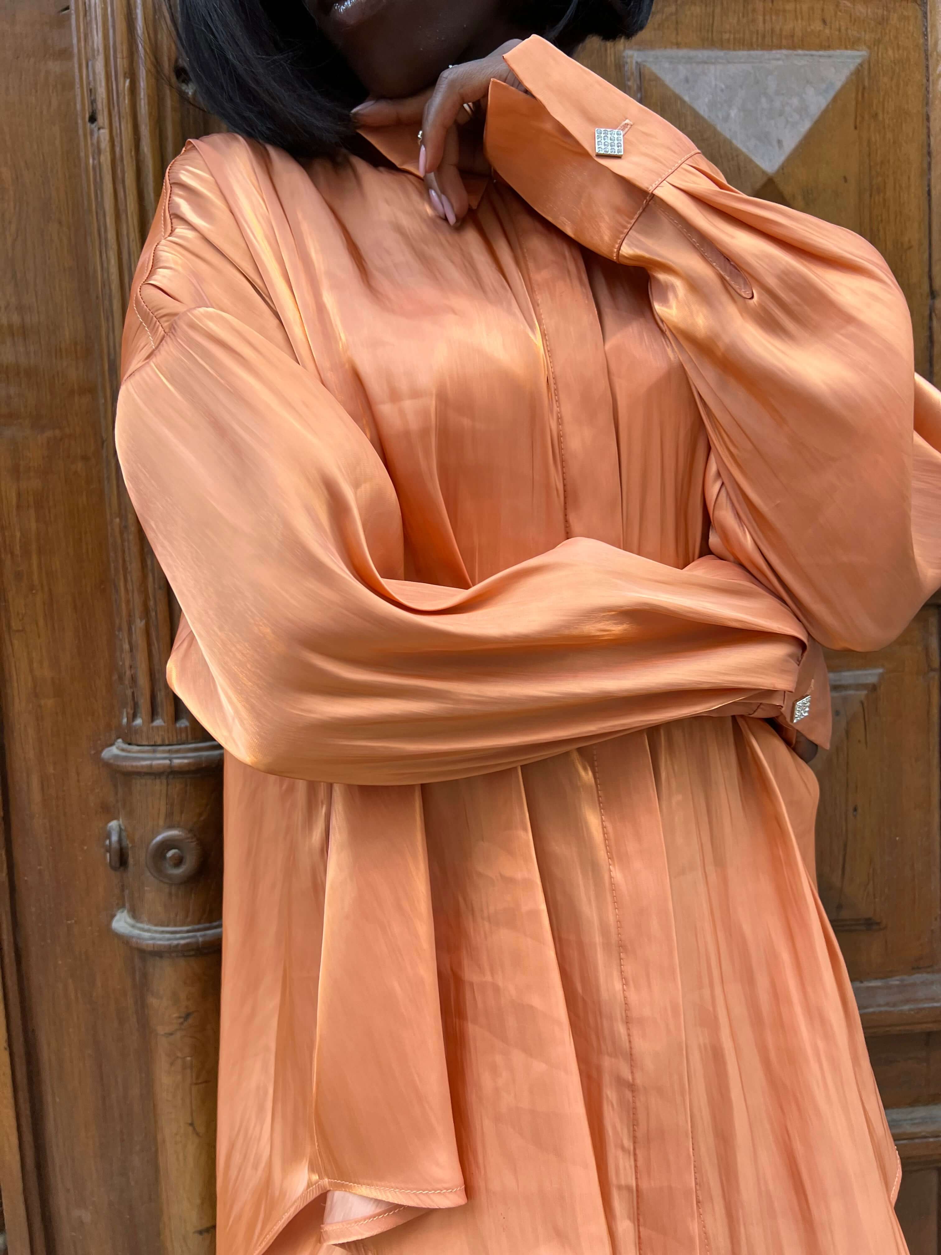 Compleu Elegant din Organza Portocaliu, Sunset Seduction