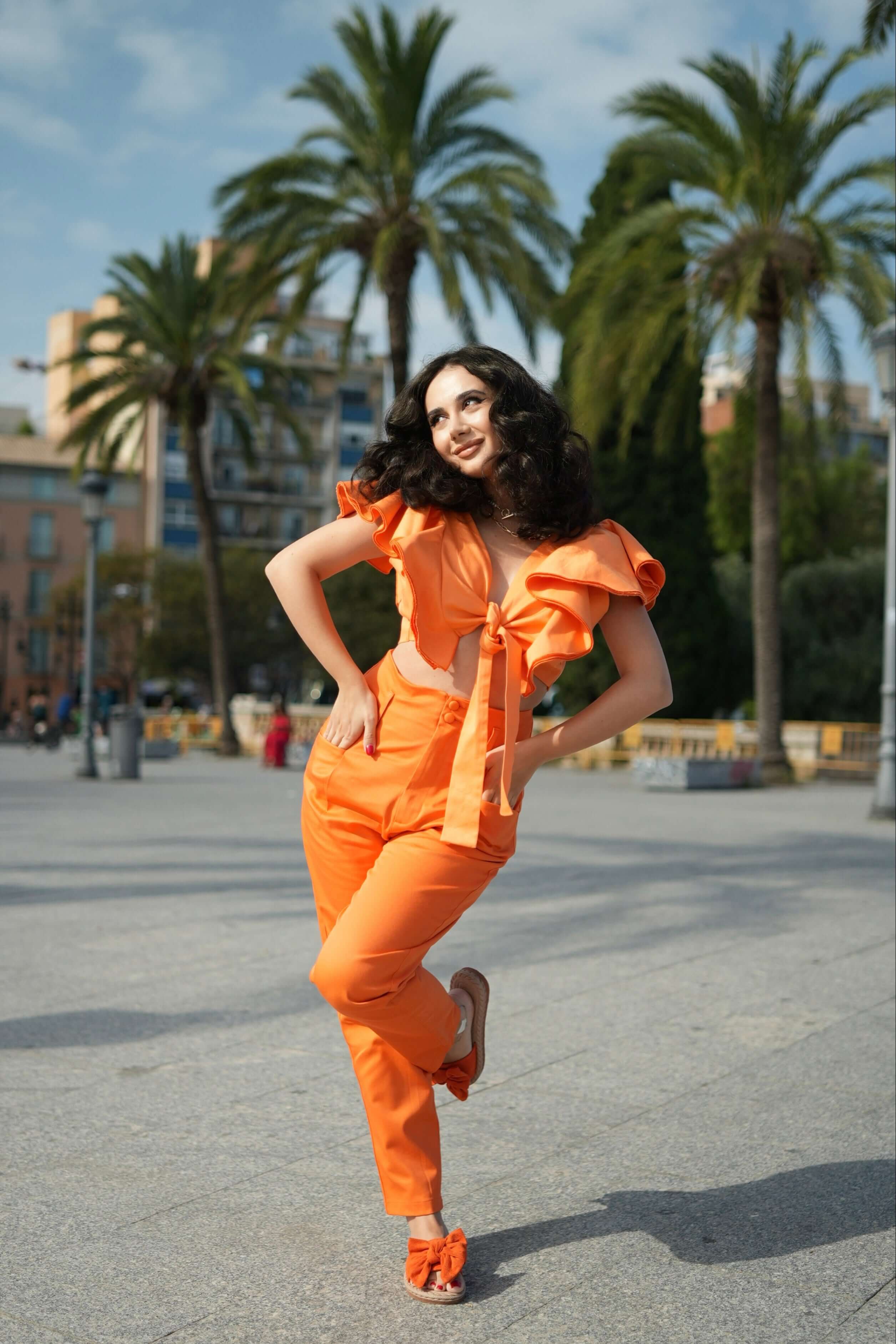 High-Waisted Pants, Artichoke, Orange