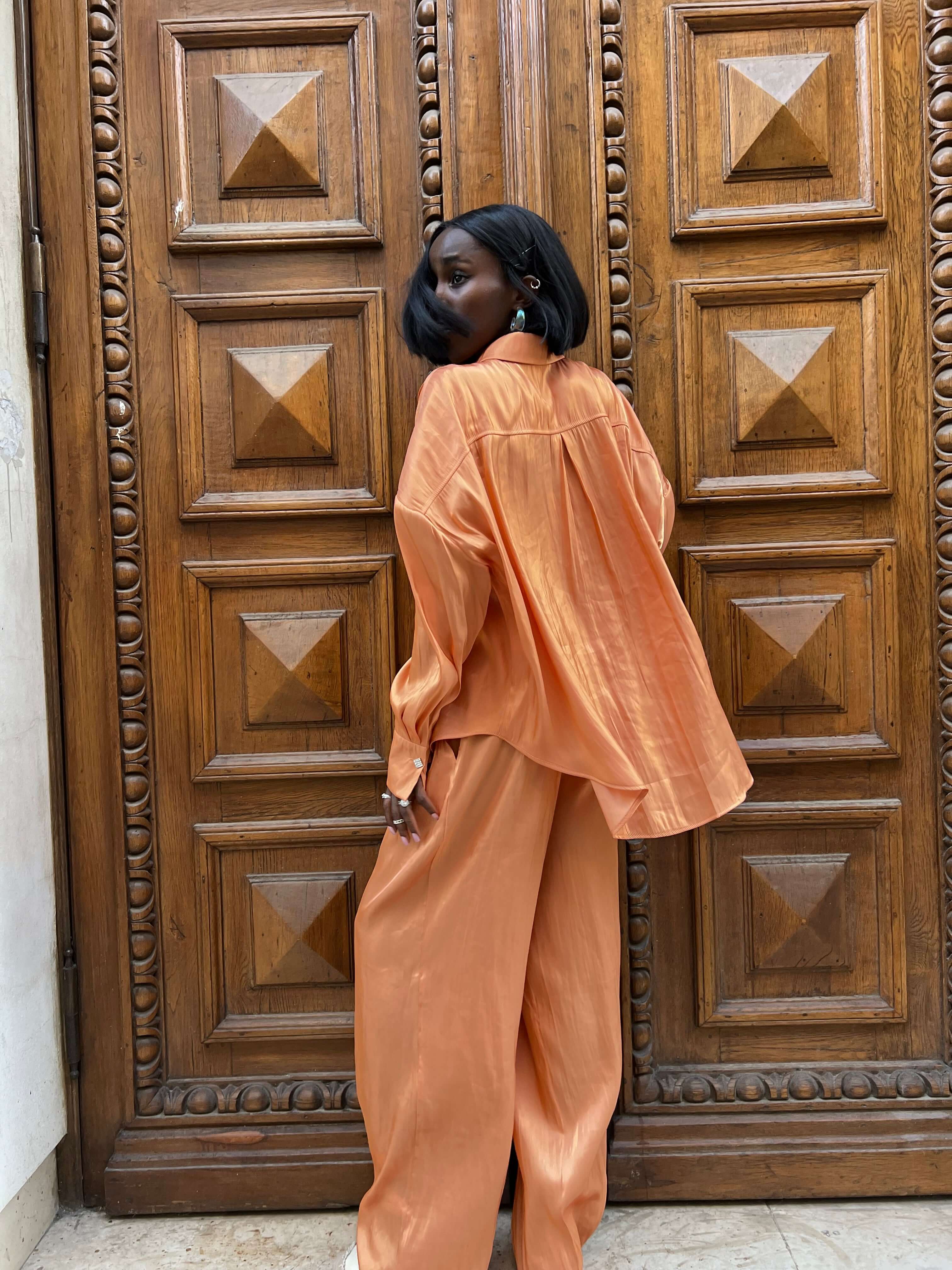 Compleu Elegant din Organza Portocaliu, Sunset Seduction