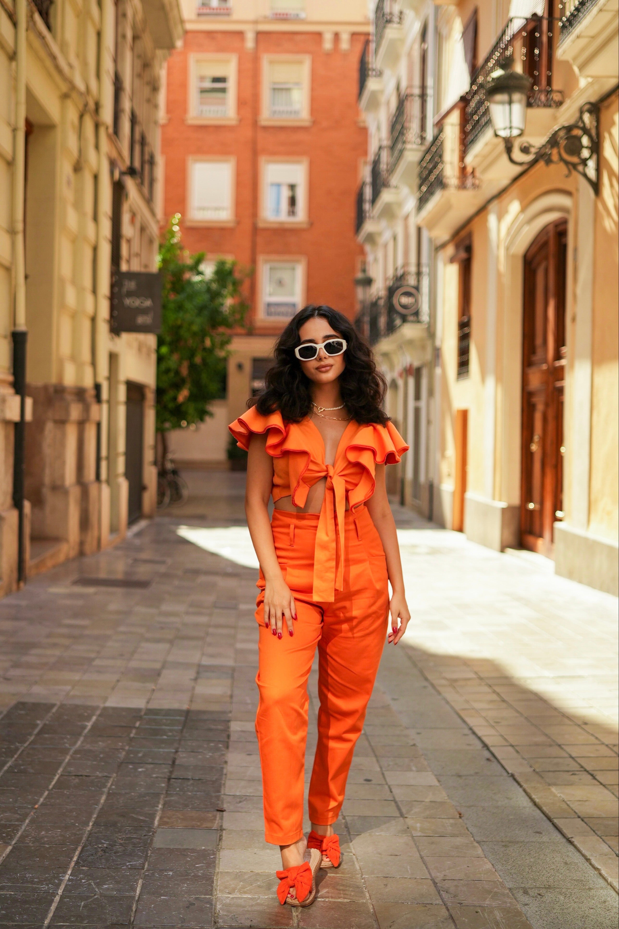 ARTICHOKE tie crop top (in tangerine)