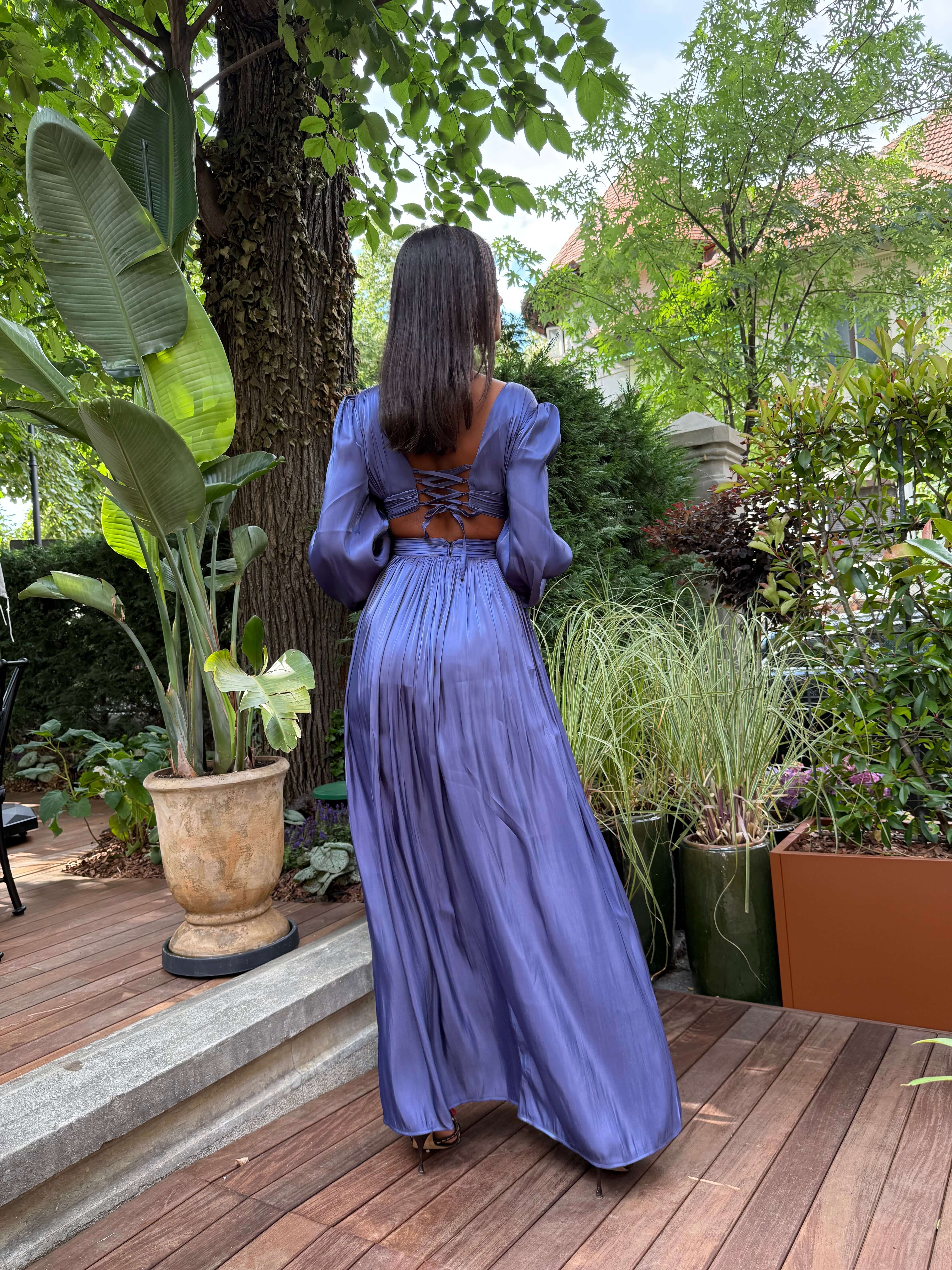 Rochie Maxi cu Decupaj, Indigo, Asmee