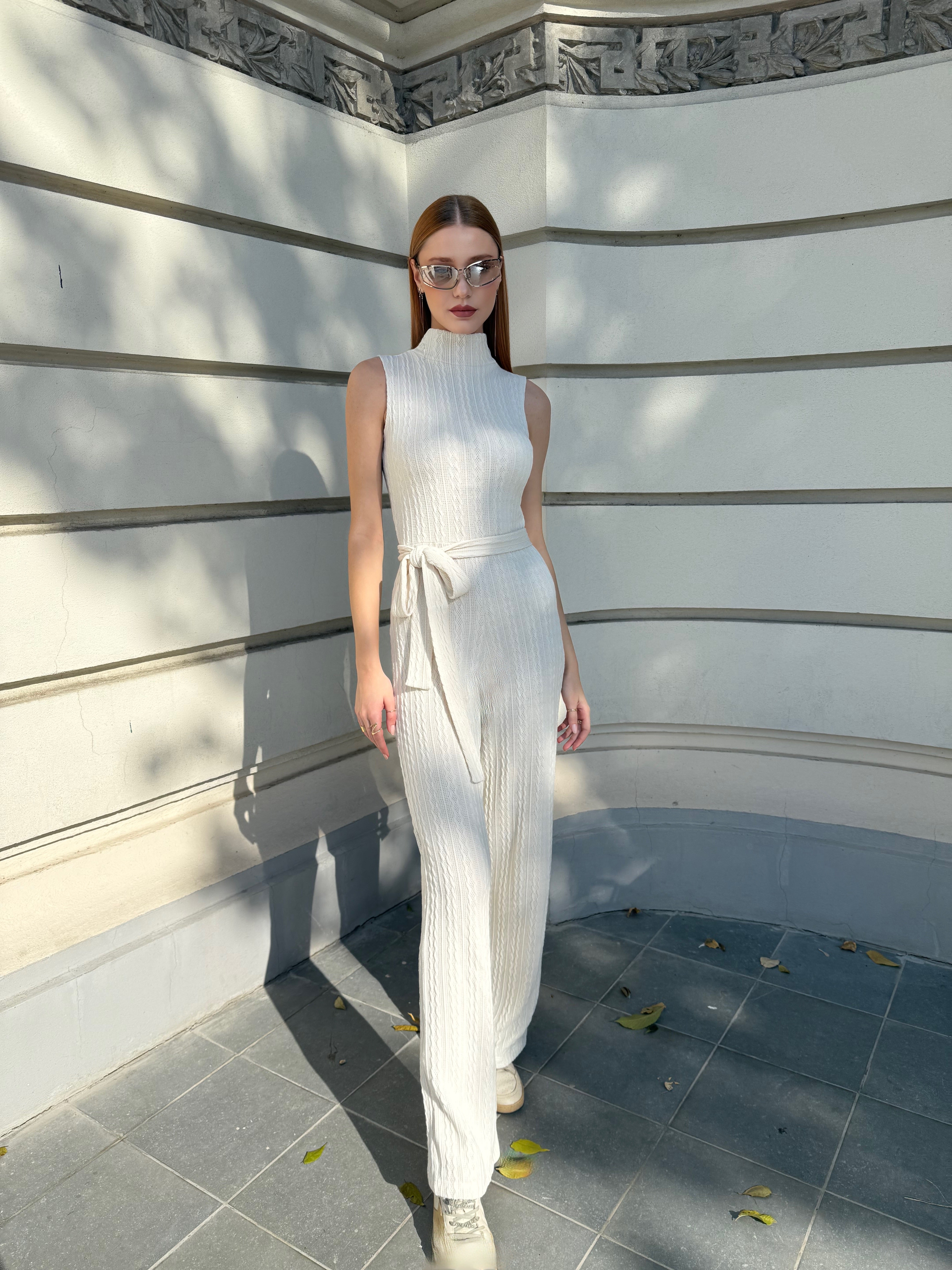 Knitted Jumpsuit, Kirsi, White