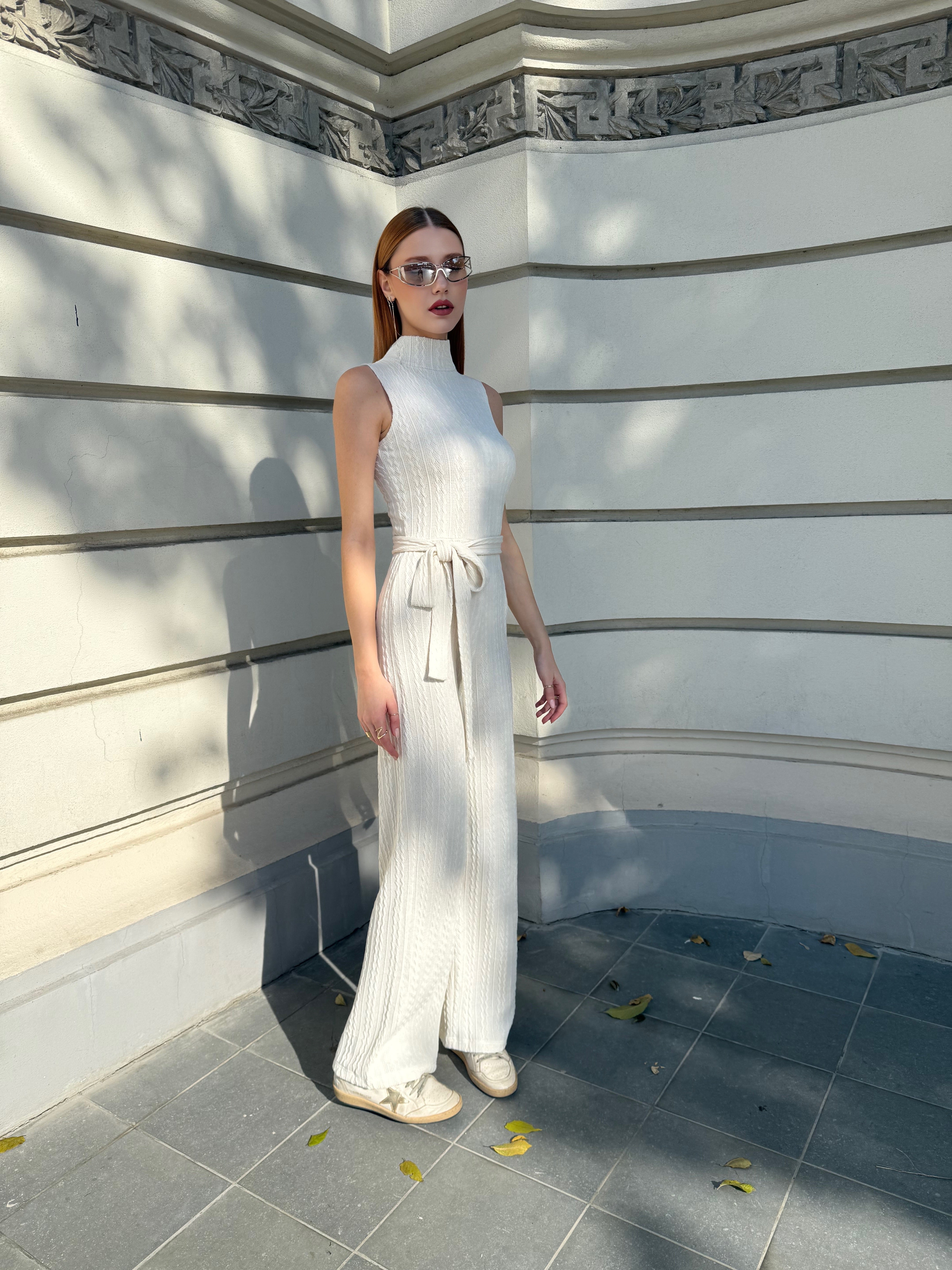 Knitted Jumpsuit, Kirsi, White