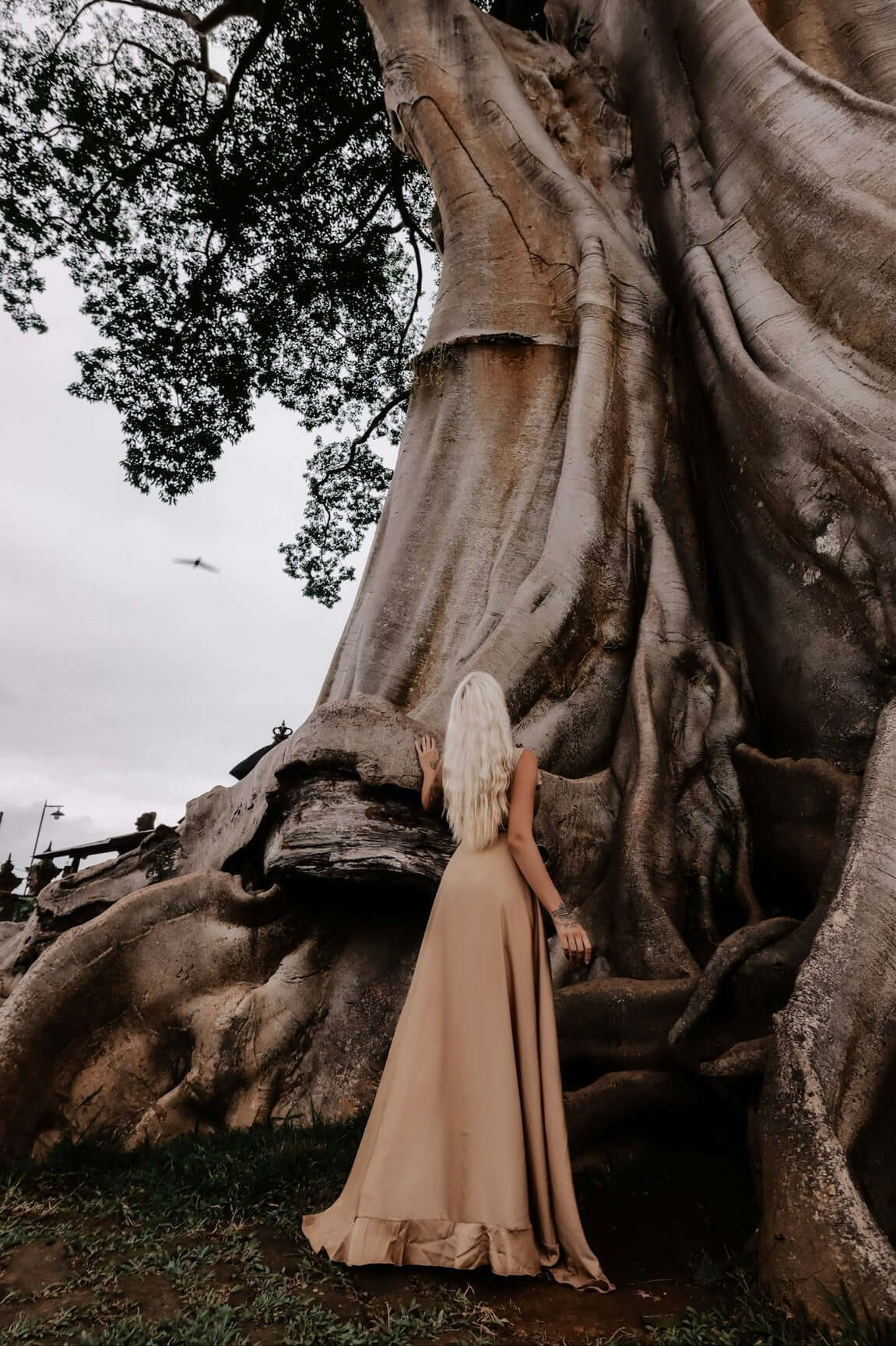 rochie lunga vaporoasa cordon in talie si volanase