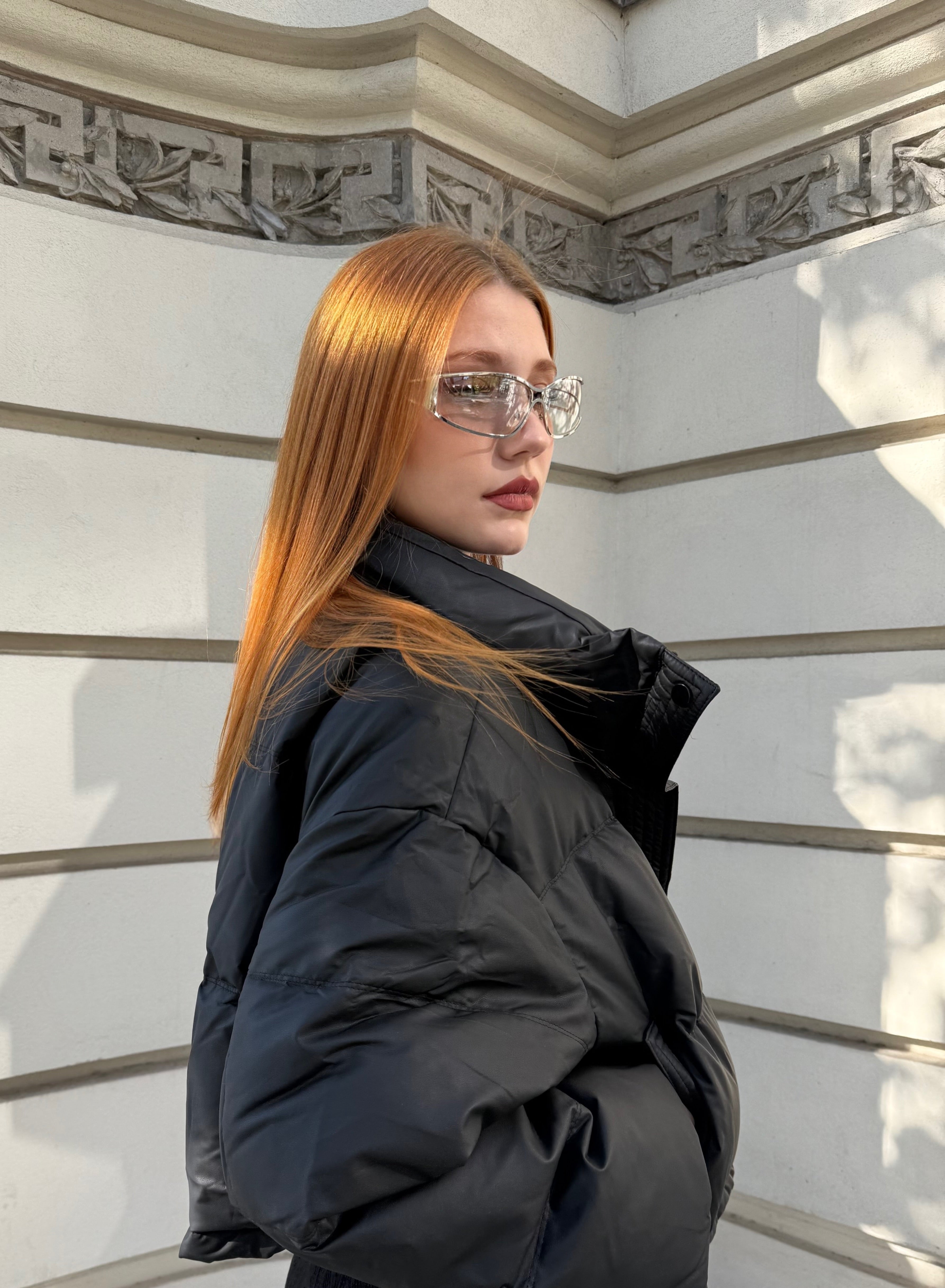 Oversized Puffer Jacket, Midnight Mist, Black