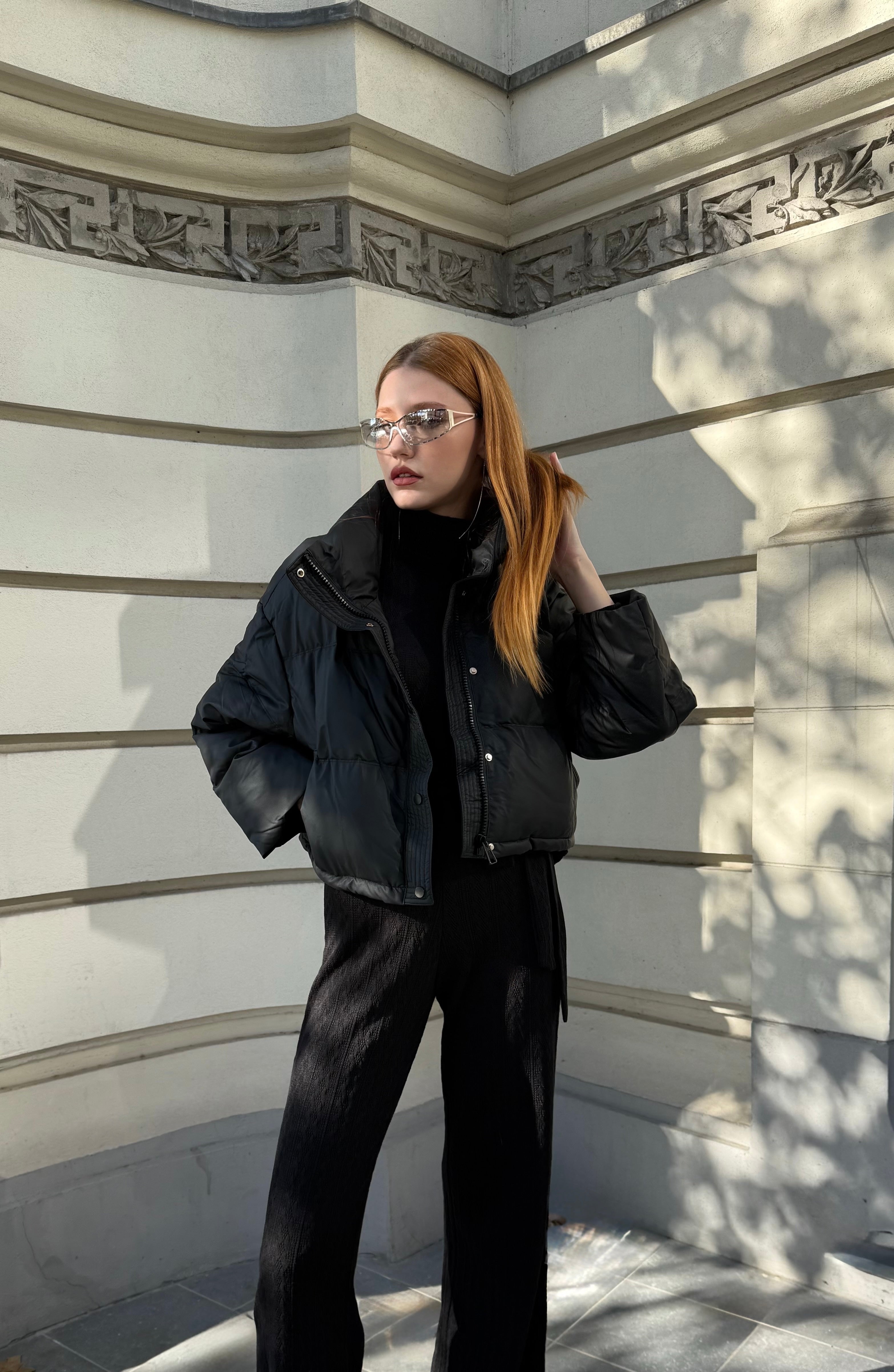 Oversized Puffer Jacket, Midnight Mist, Black
