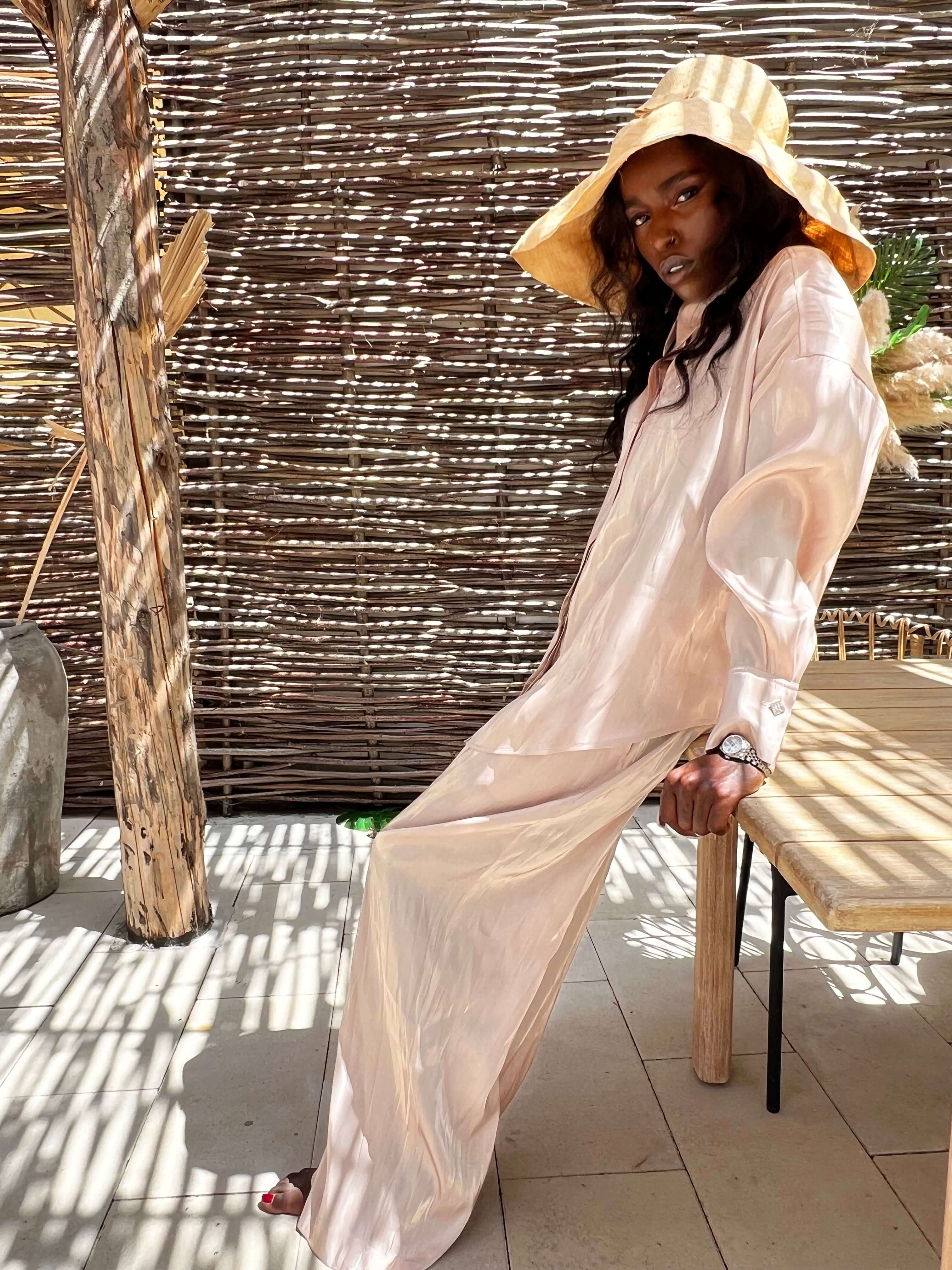 Compleu Elegant din Organza, Sampanie/Bej, Vanilla Mimosa