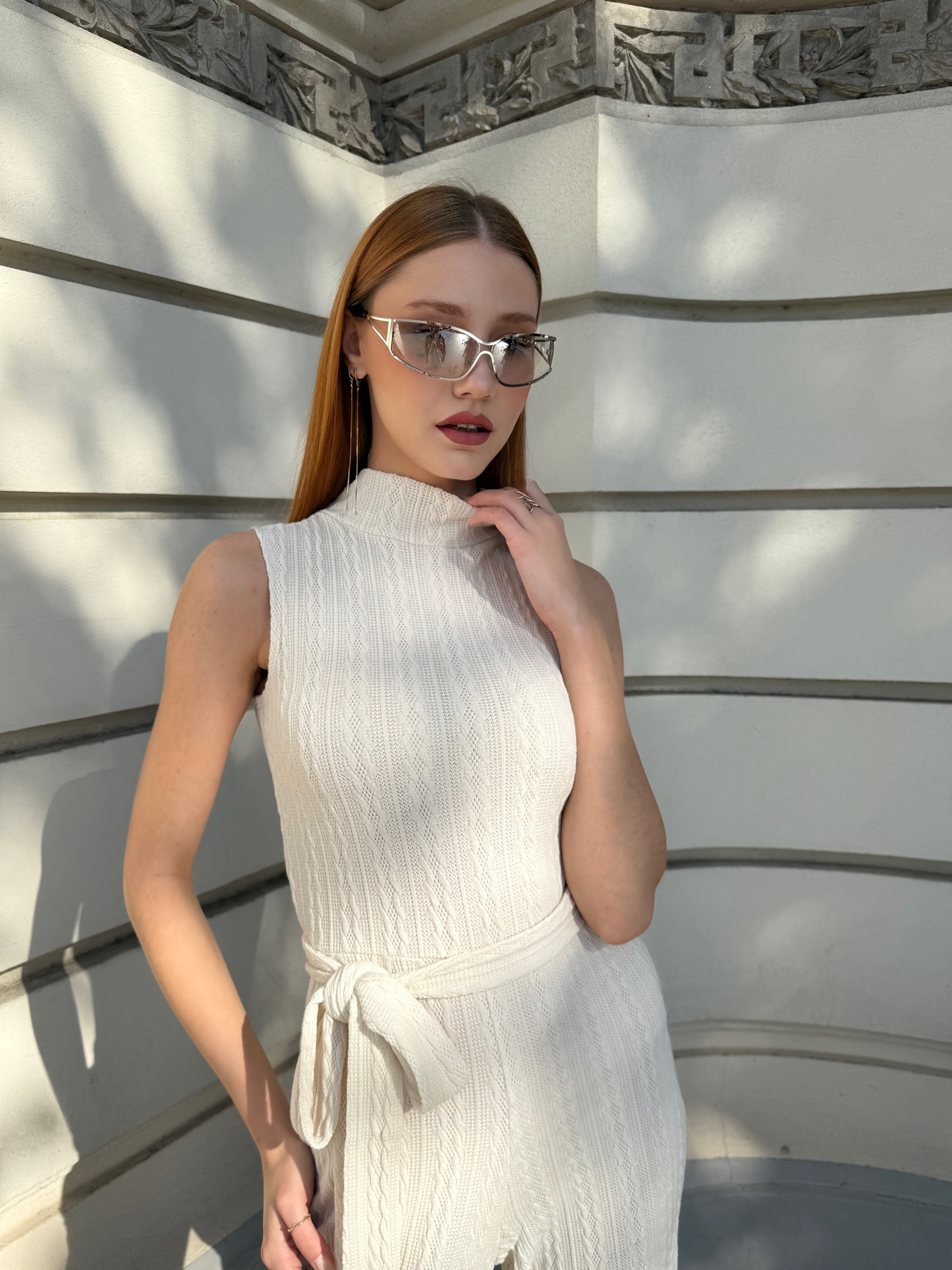 Knitted Jumpsuit, Kirsi, White