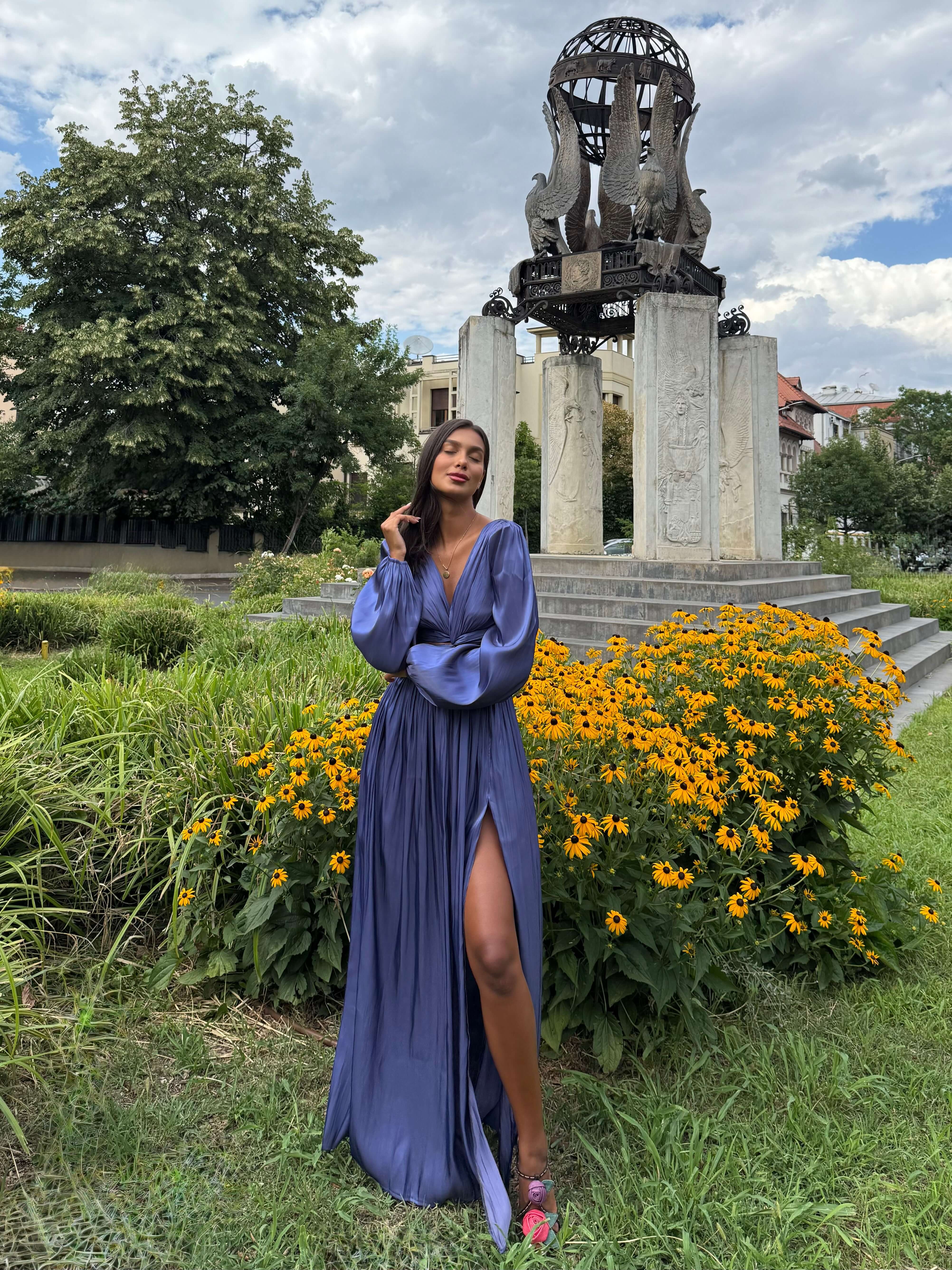 Rochie Maxi cu Decupaj, Indigo, Asmee