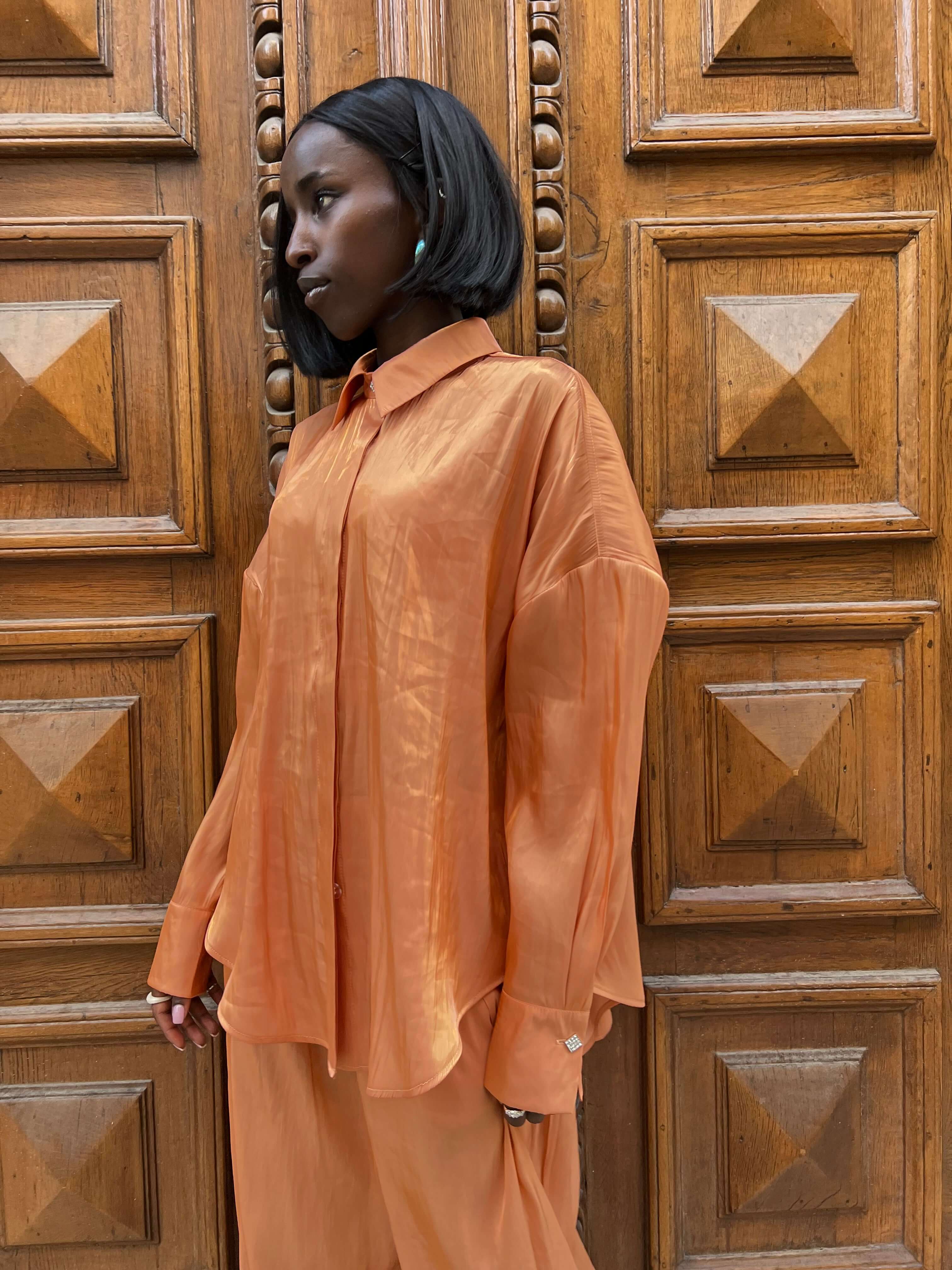 Compleu Elegant din Organza Portocaliu, Sunset Seduction