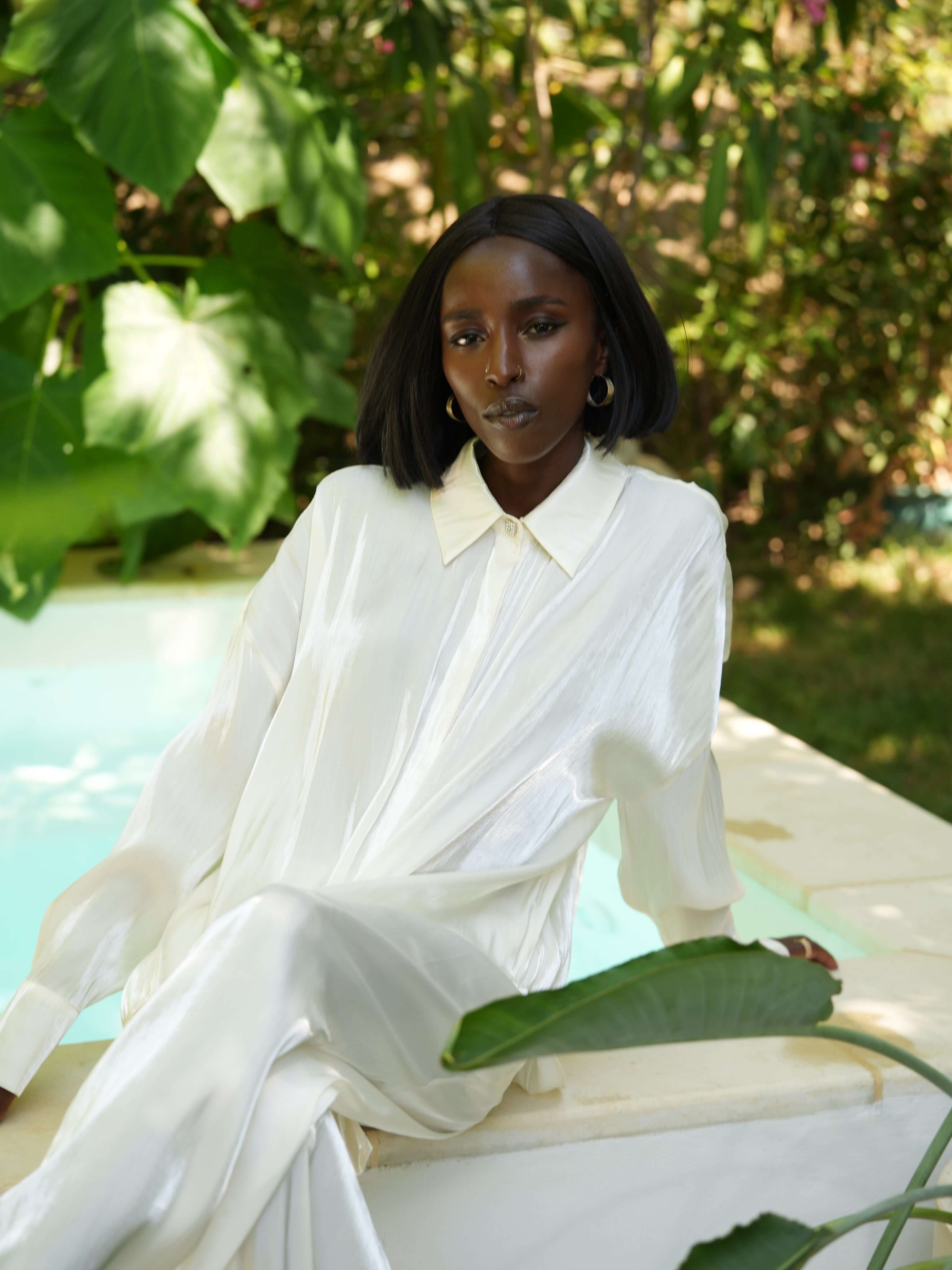 Compleu Elegant din Organza, Alb, White Martini