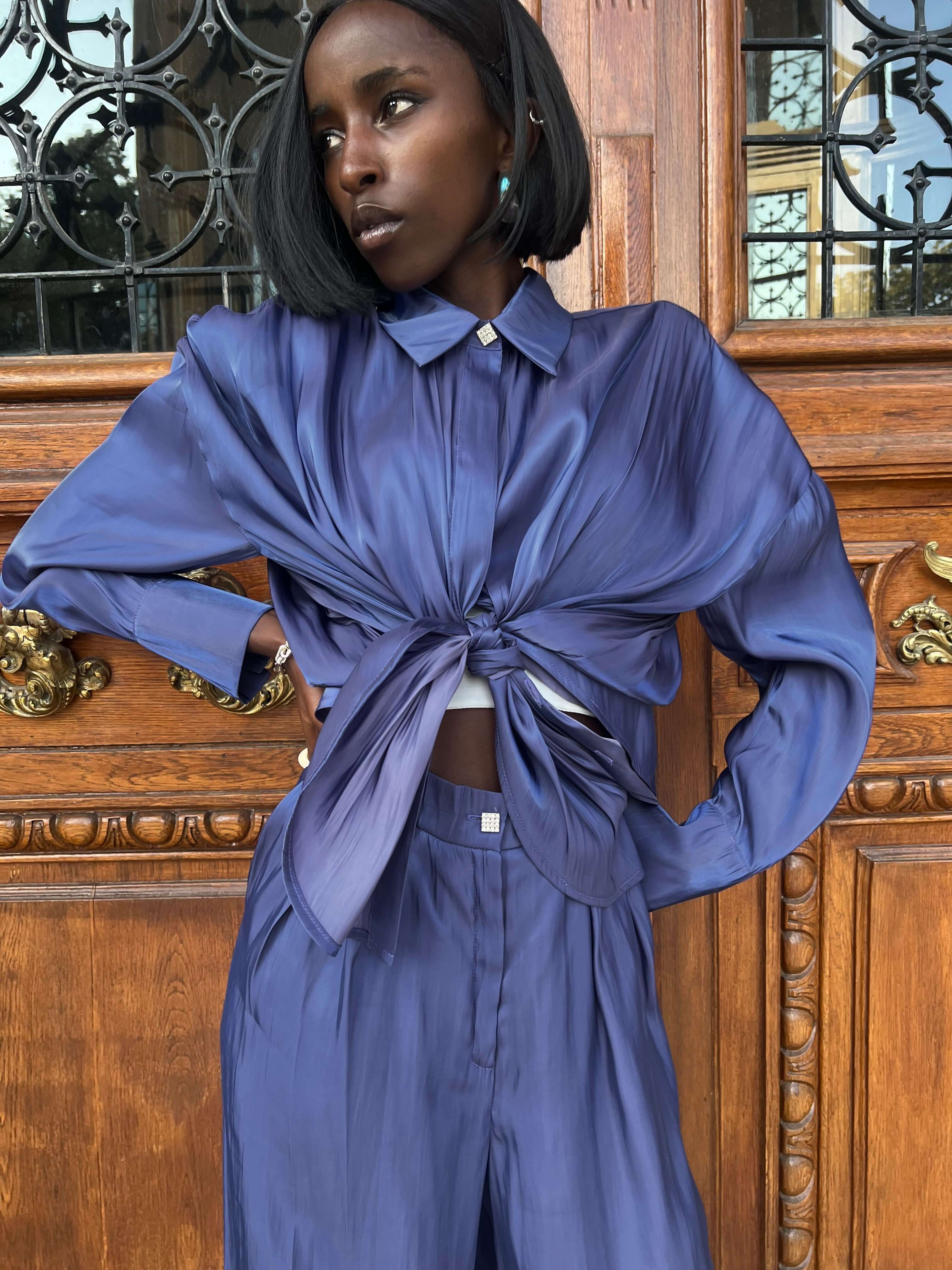 Compleu Elegant din Organza Indigo, Midnight