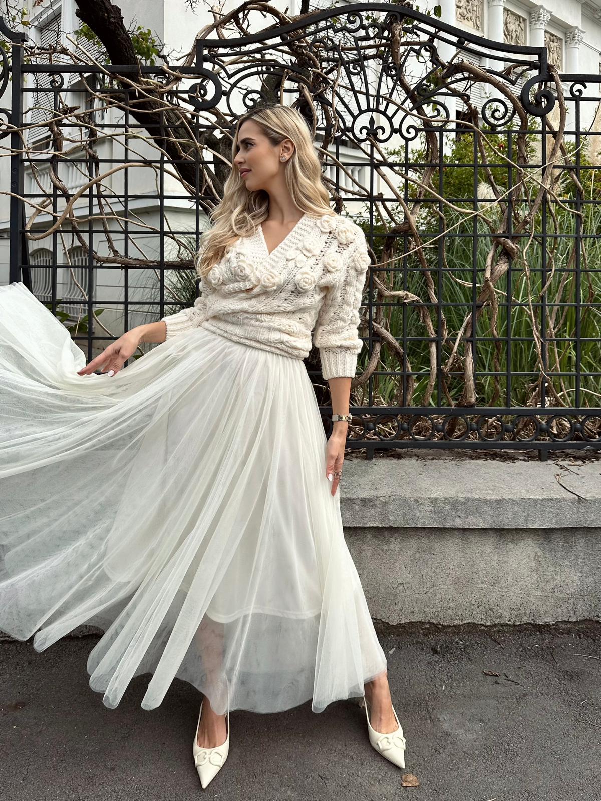 Fusta Lunga din Tulle, Alba, Ivory Sélène