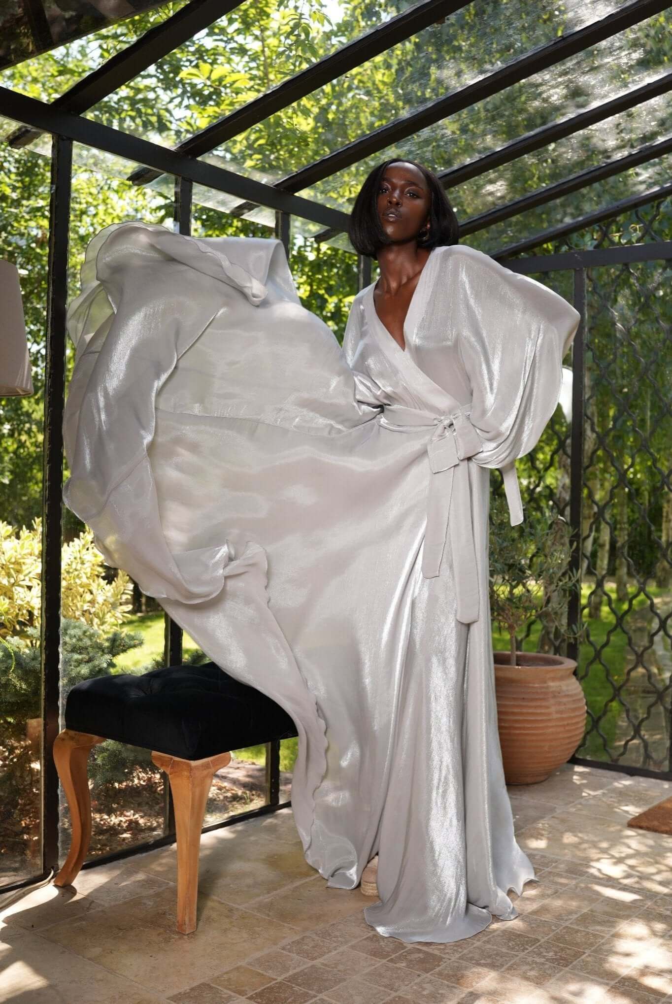 Rochie Maxi Eleganta si Vaporoasa, Gri, Prelude