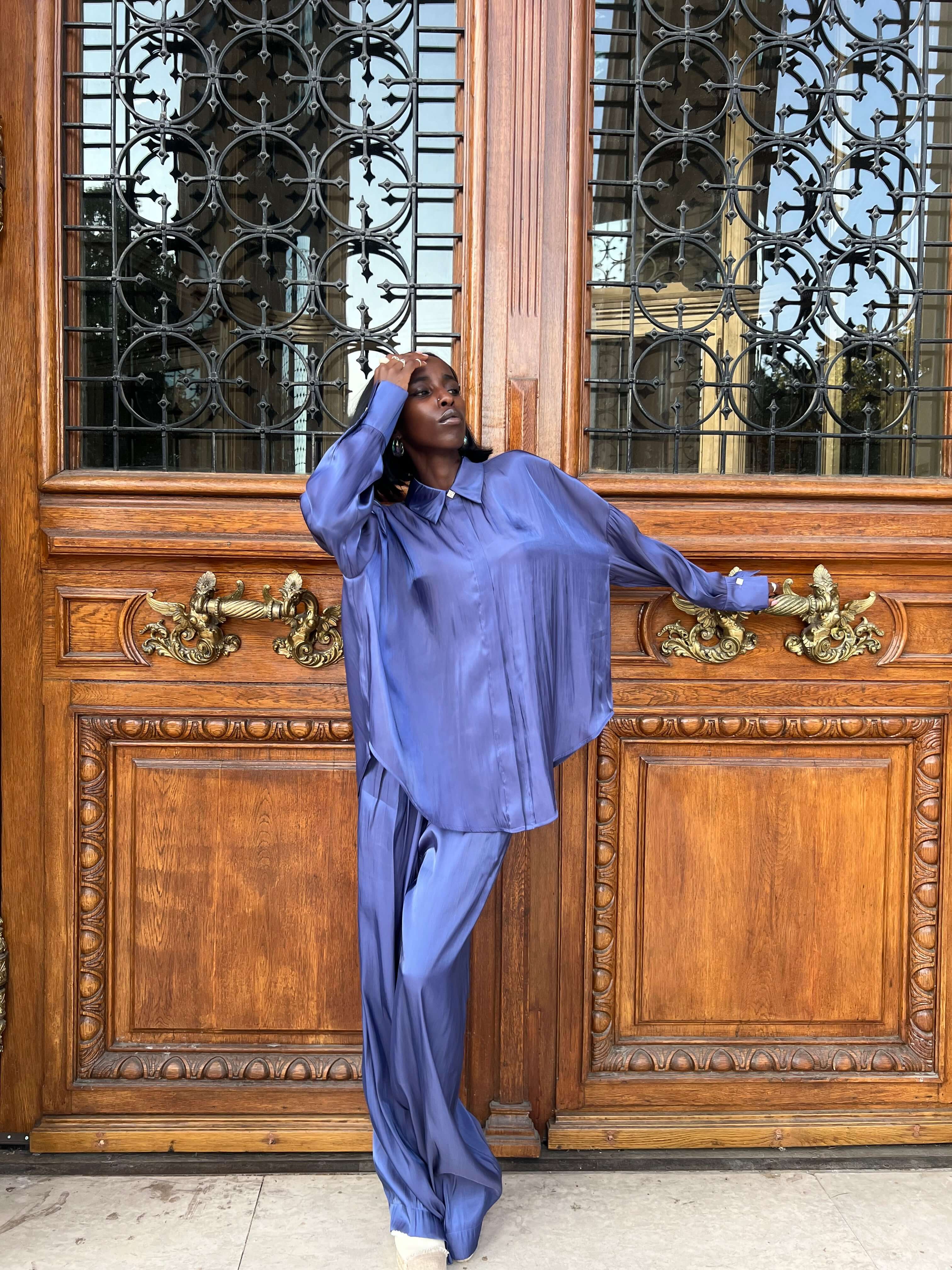 Compleu Elegant din Organza Indigo, Midnight