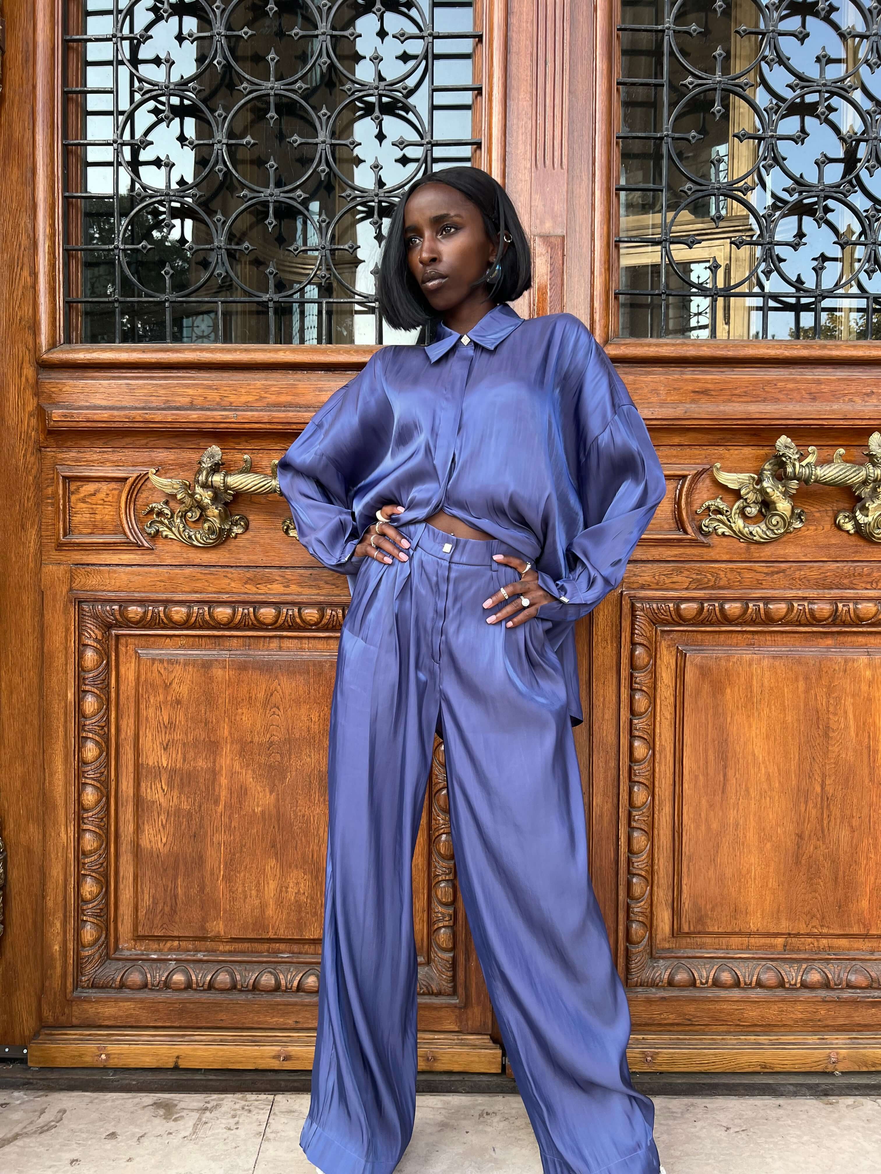 Compleu Elegant din Organza Indigo, Midnight