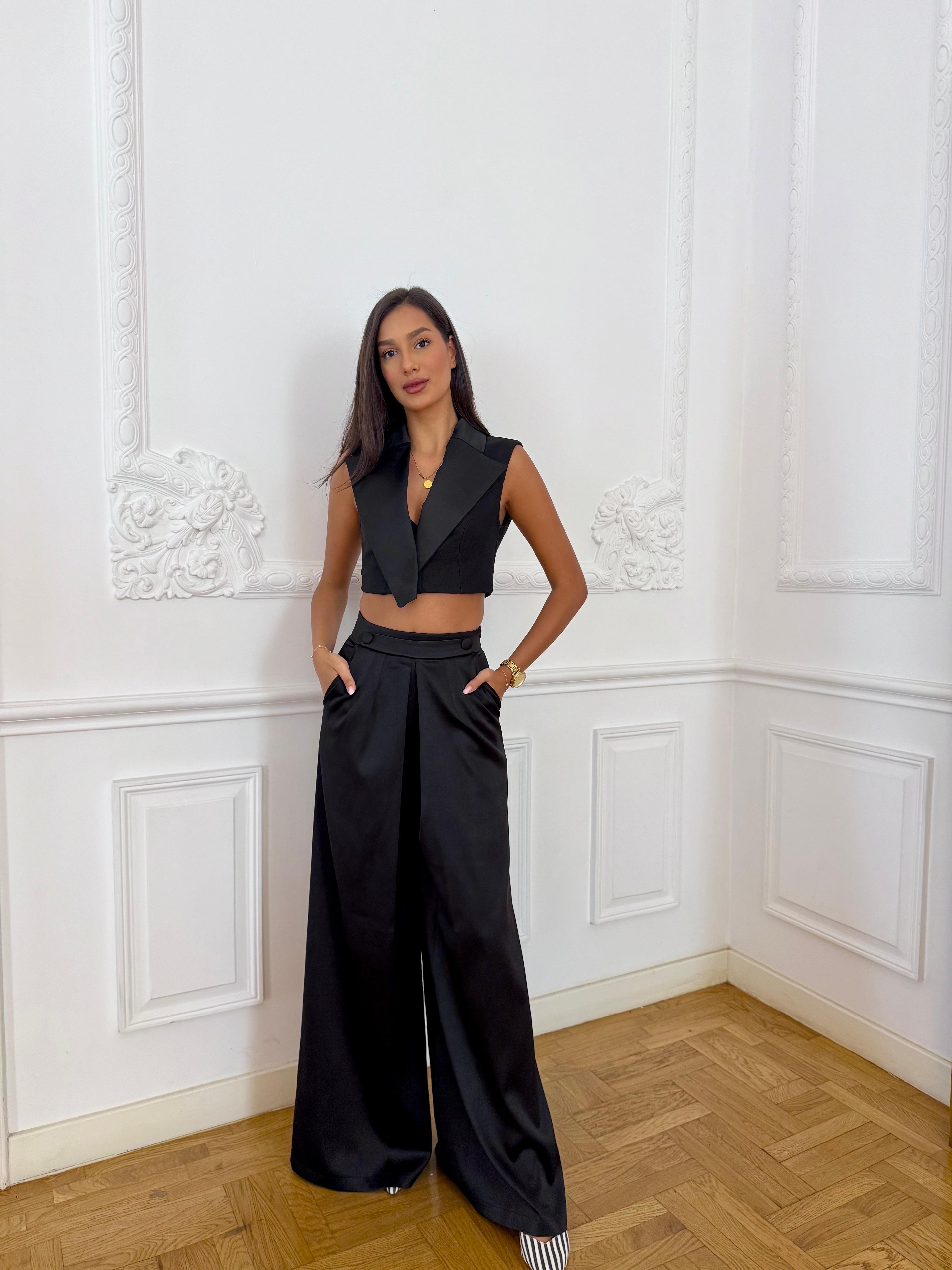 Wide-Leg Elegant Pants, Kai, Black