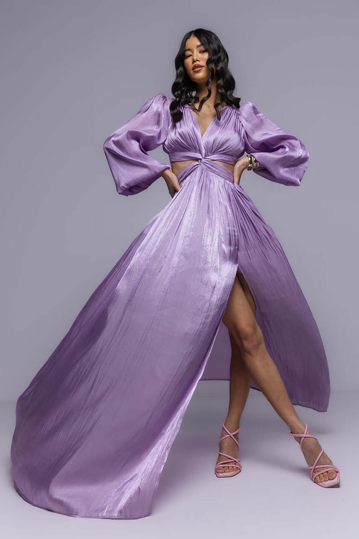 Rochie Maxi cu Decupaj, Mov, Asmee