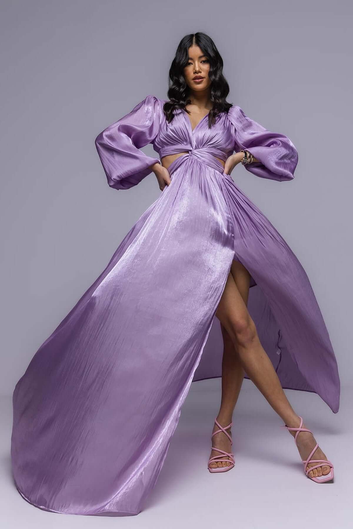 Rochie Maxi cu Decupaj, Mov, Asmee