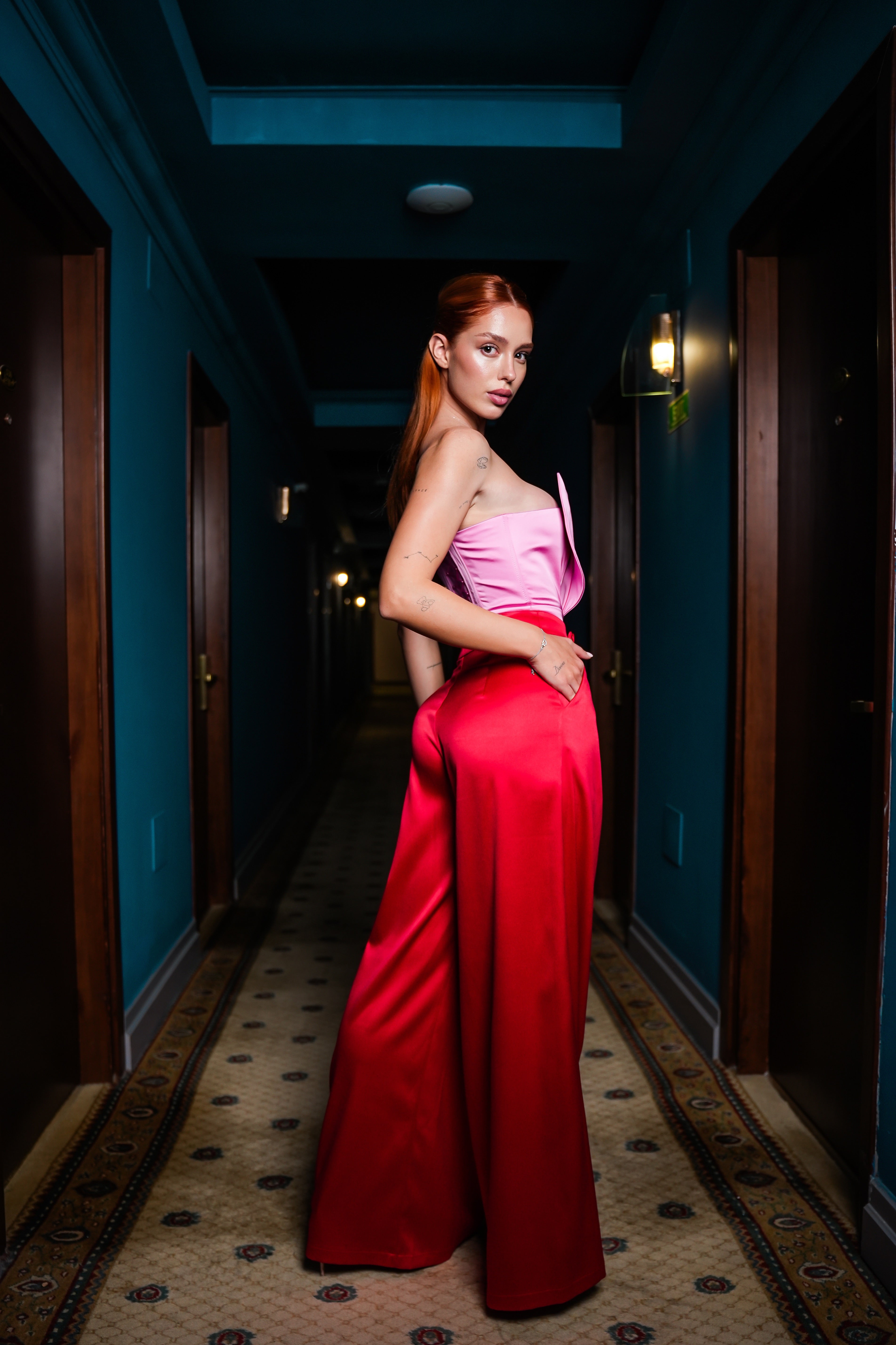 Pantaloni Satinati, Rosii, Paloma