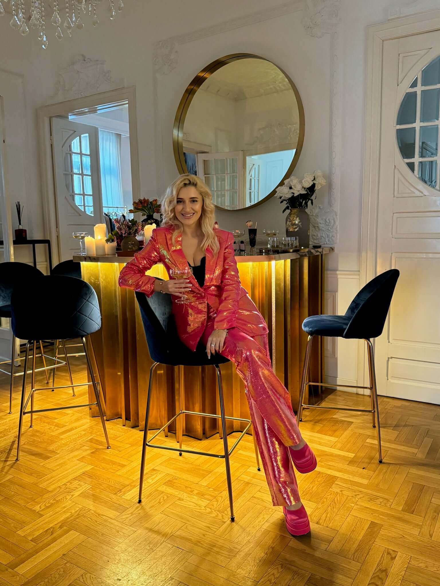 Sequin Blazer, Leo, Pink