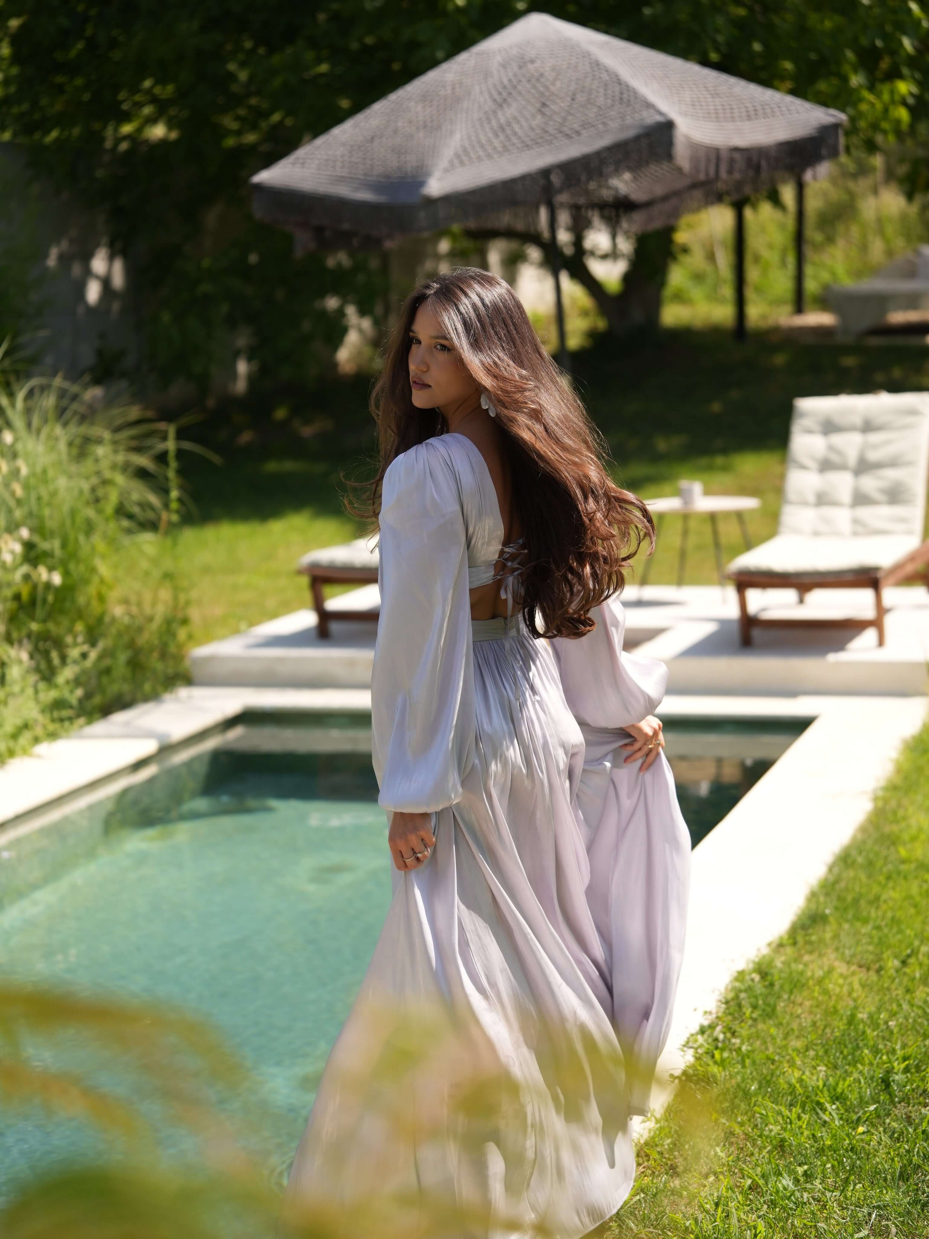 Maxi Dress with Cut-Out, Asmee, Grey