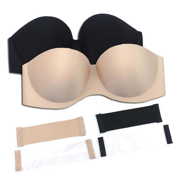 Strapless Bra with Extension and Clear Support