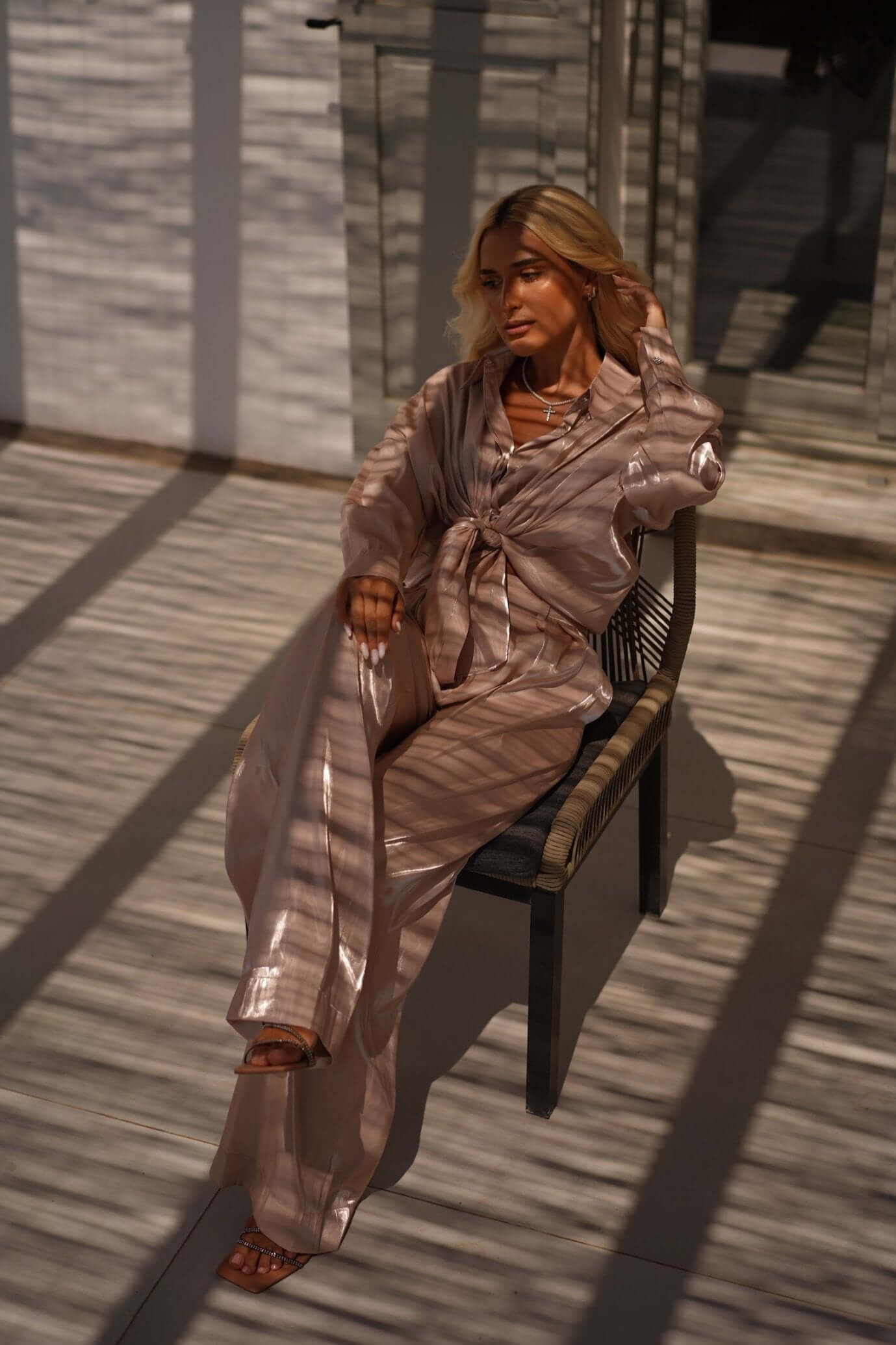 Compleu Elegant din Organza, Sampanie/Bej, Vanilla Mimosa