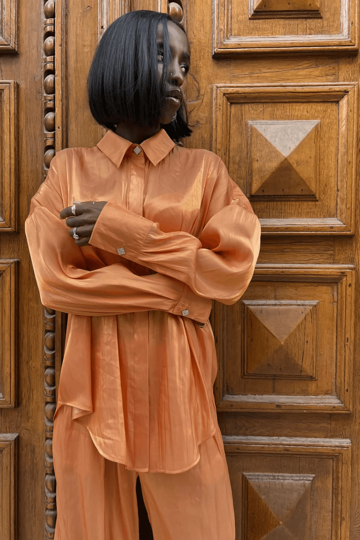 Compleu Elegant din Organza Portocaliu, Sunset Seduction