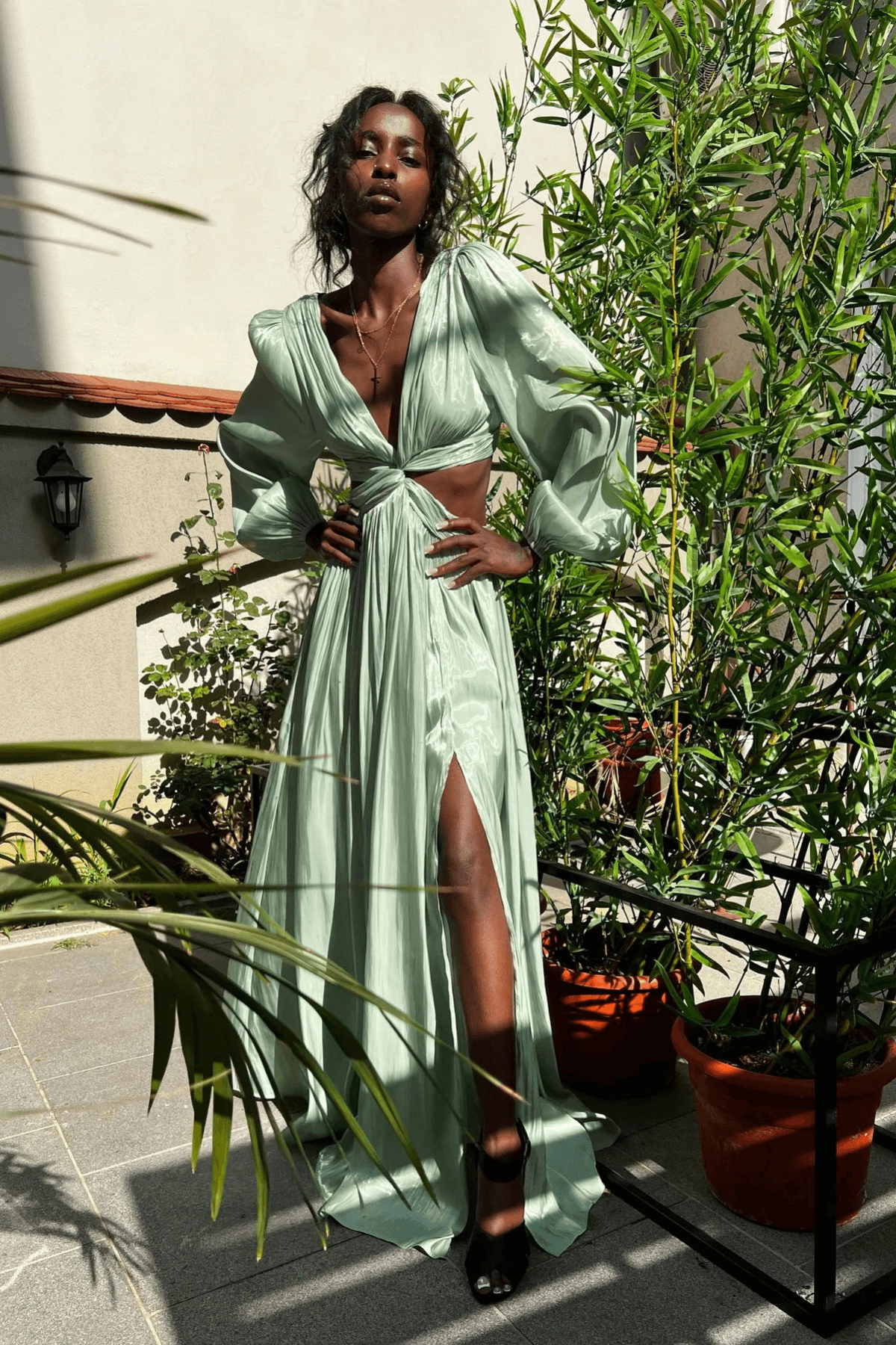 Rochie Maxi cu Decupaj, Verde Menta, Asmee