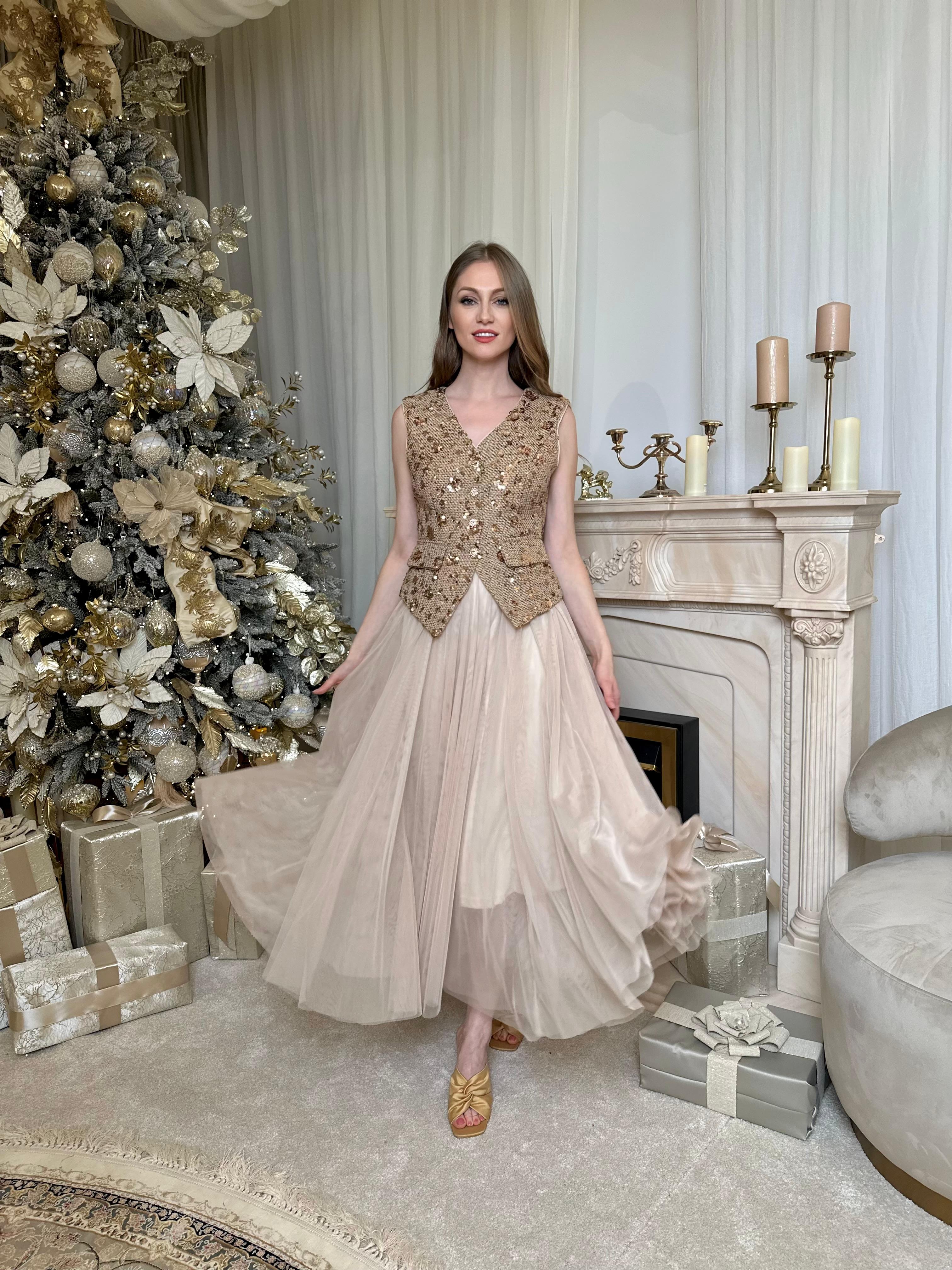 Long Tulle Skirt, Ivory - Sélène