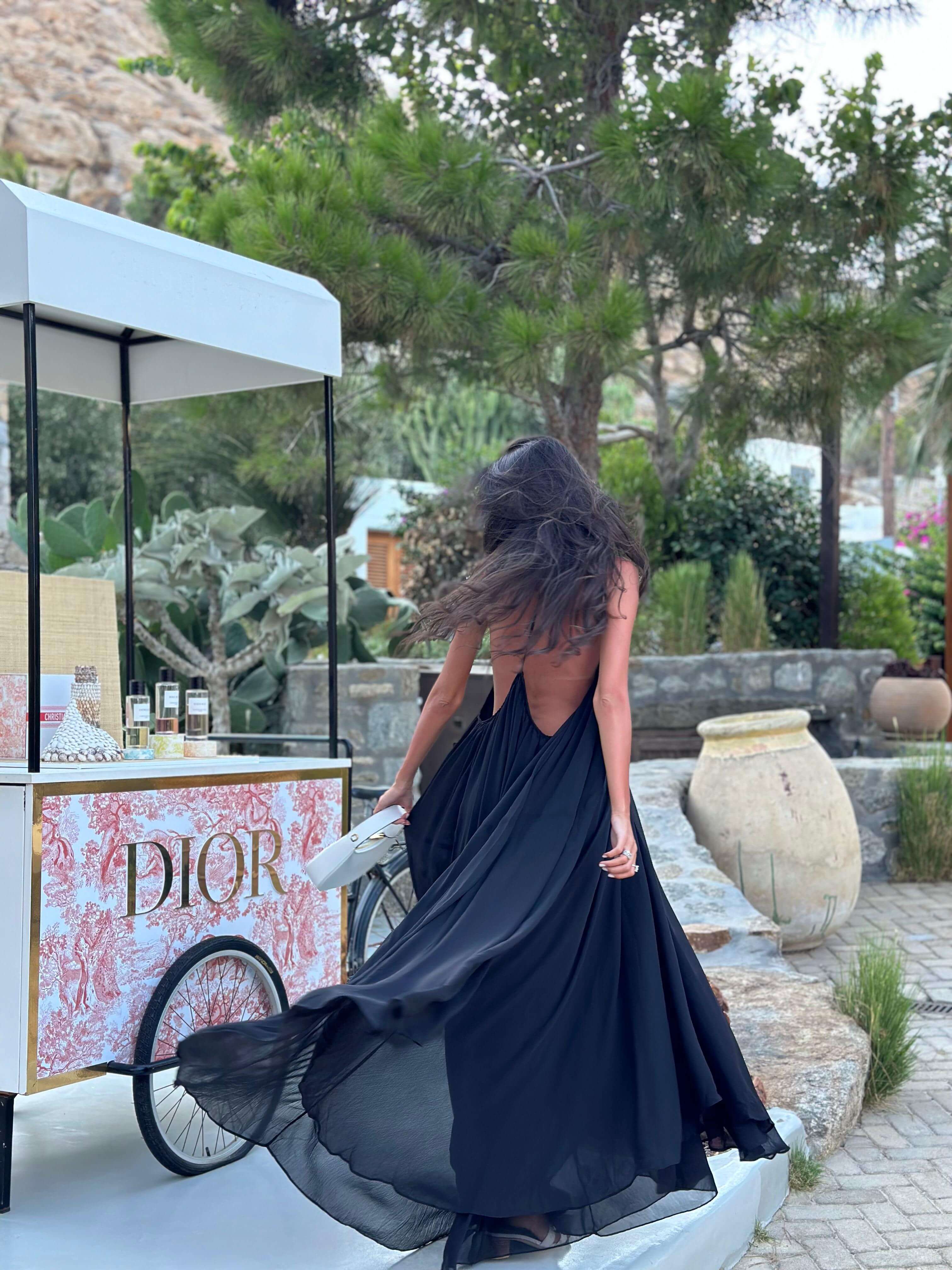 Flowy Maxi Dress with Lace, Love Vision, Black