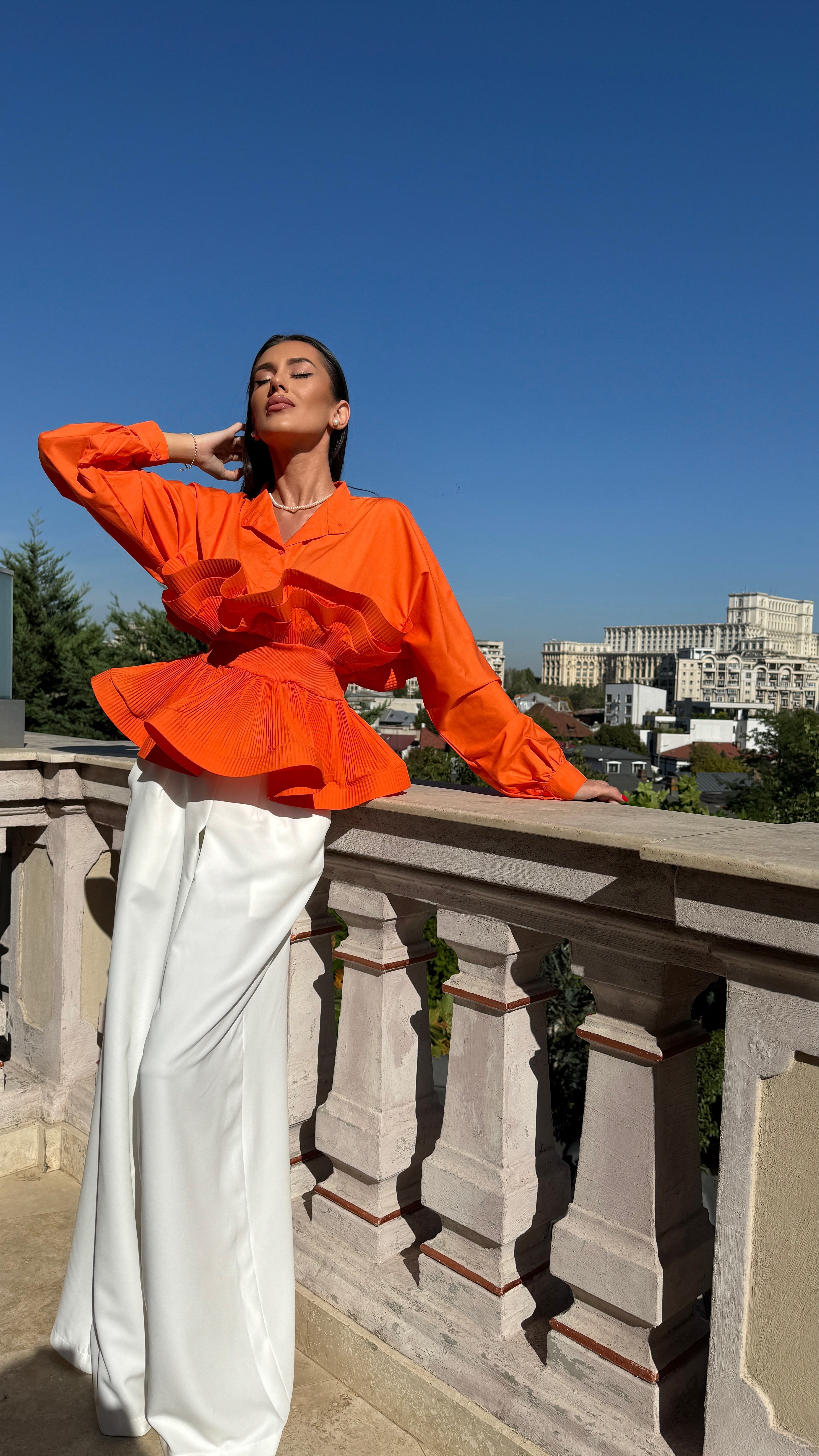 JOLIE ruffled shirt (in orange)