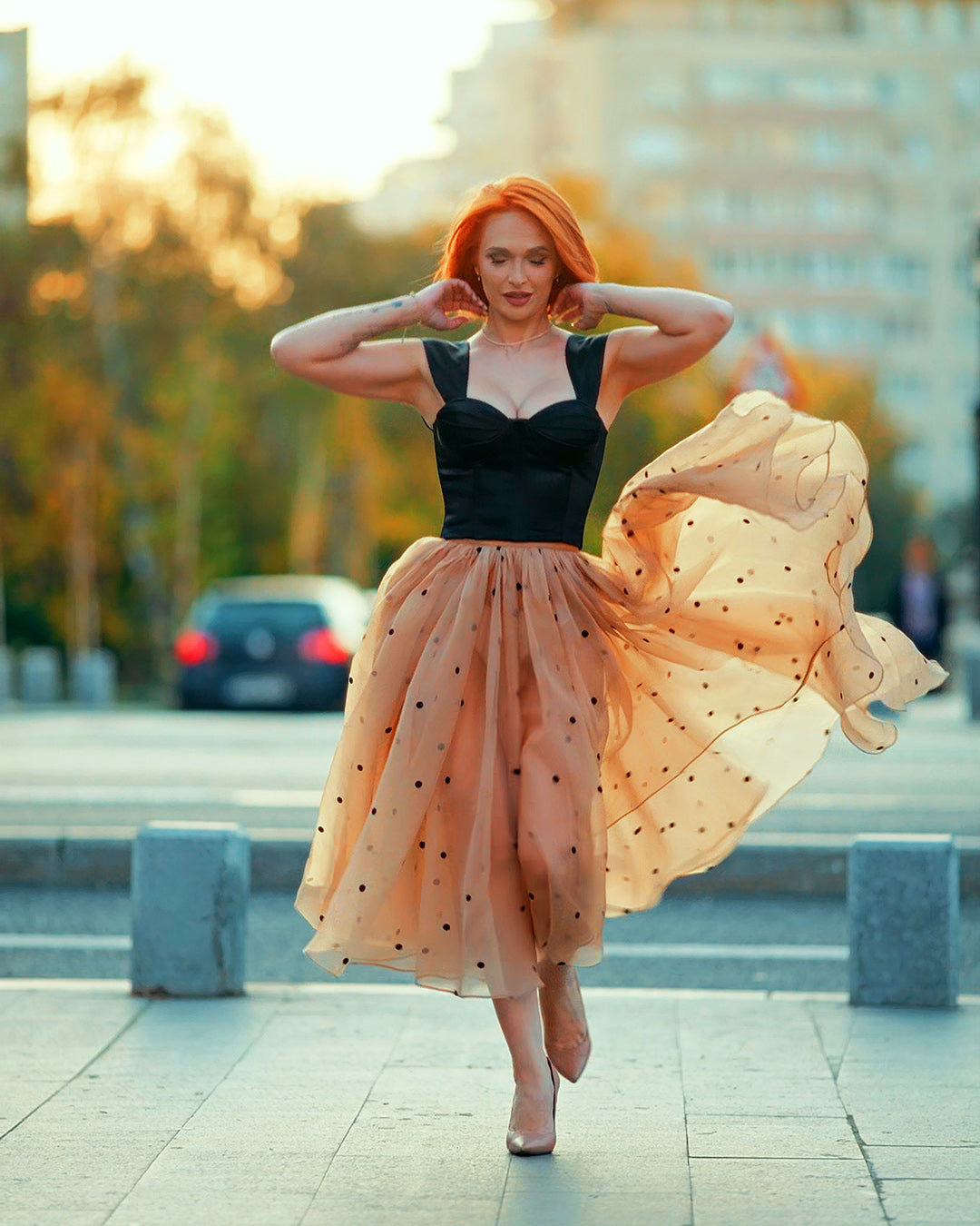 Corset Satinat Negru, Vesper