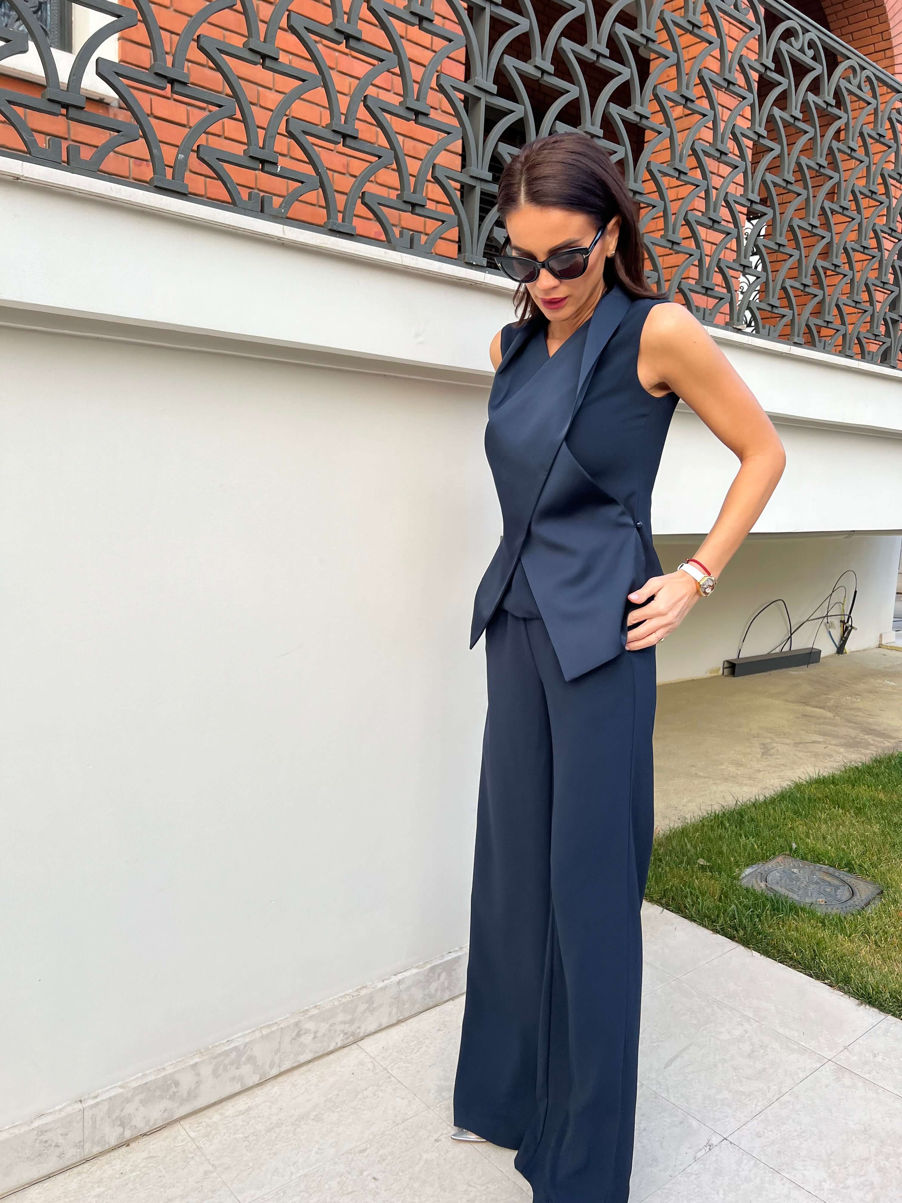 Set cu Top si Pantaloni, Bleumarin, Aries