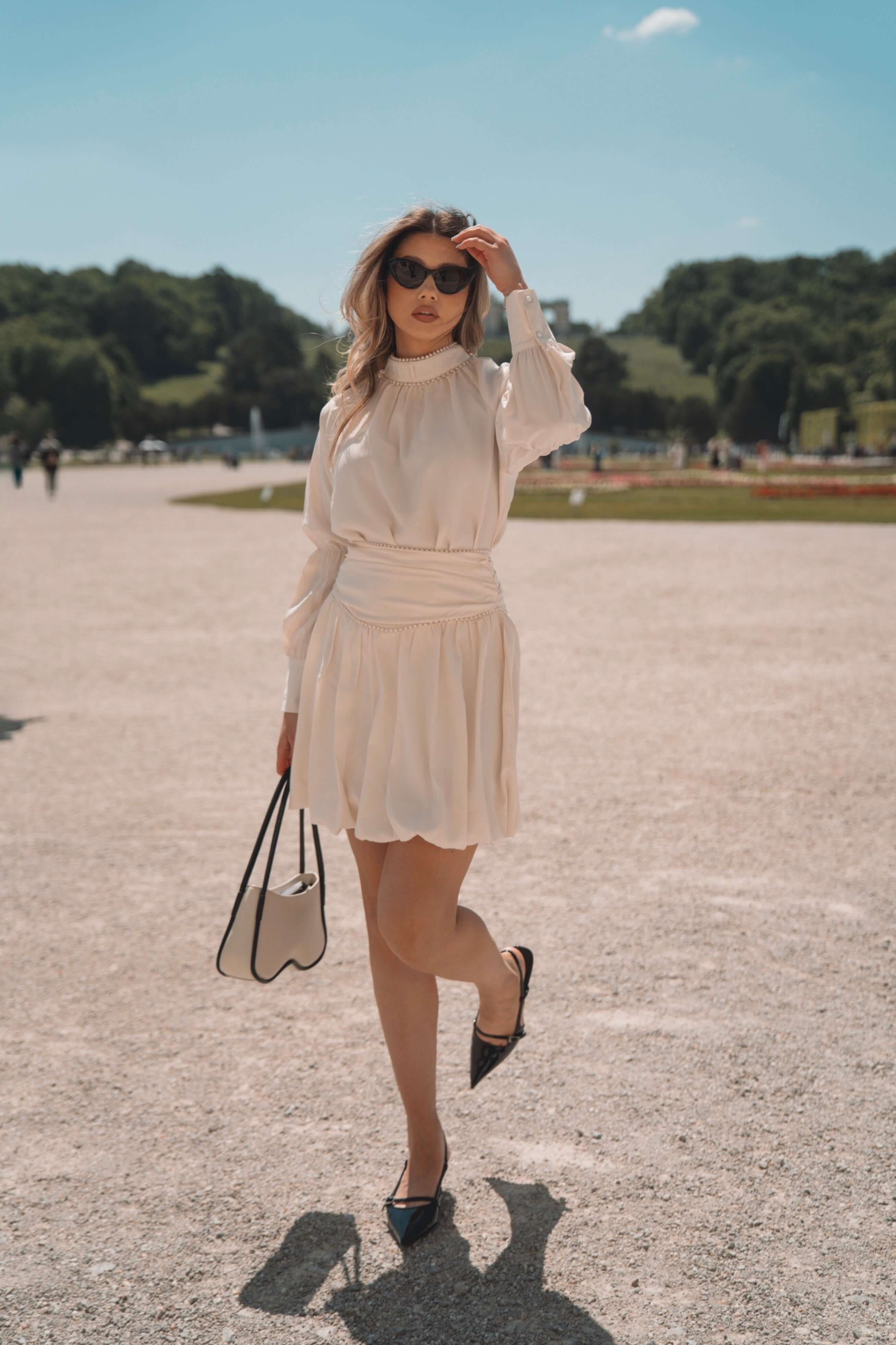 Set din Satin cu Bluza si Fusta, Crem, Aquarius