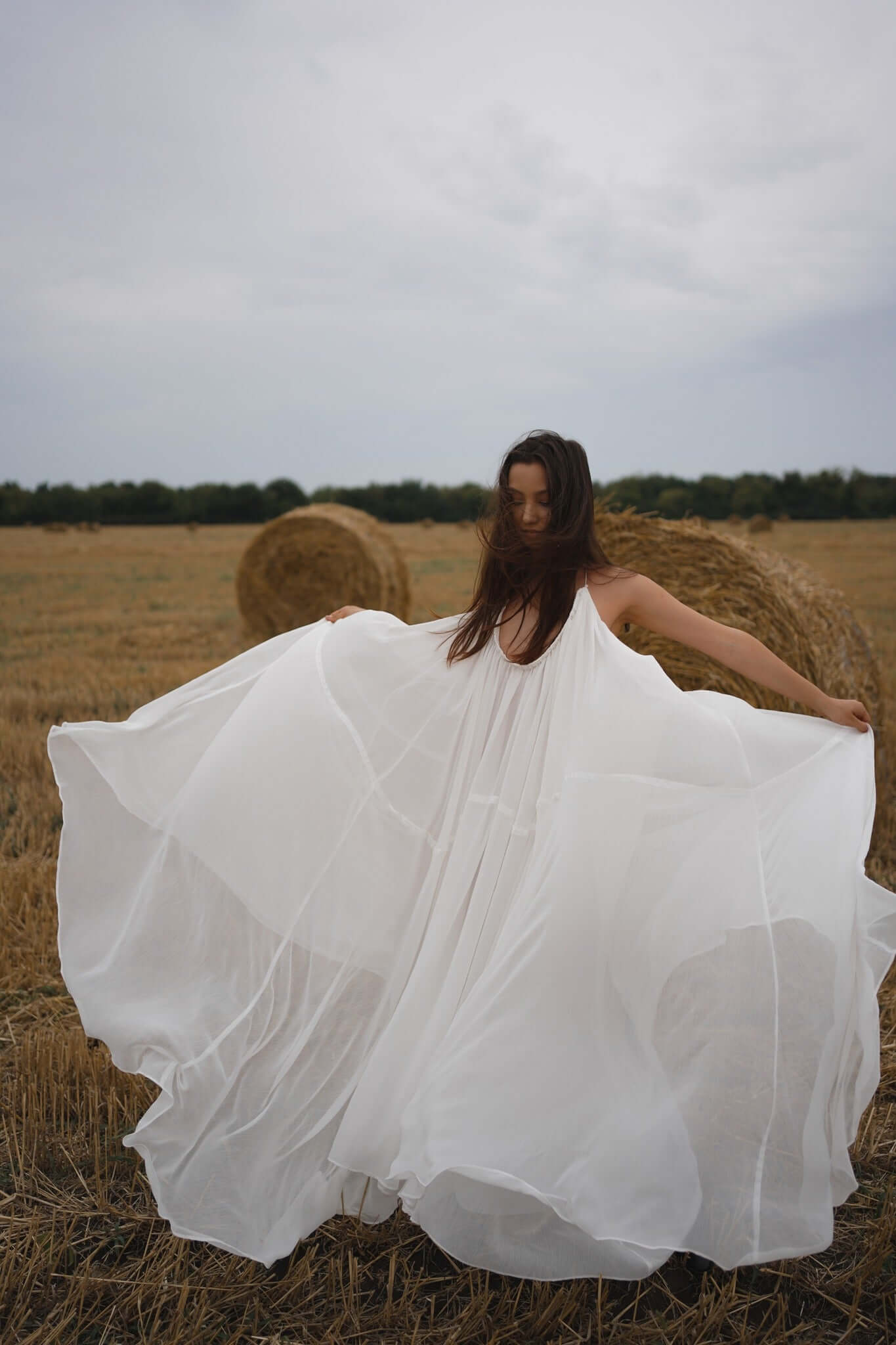 Flowy Maxi Dress with Lace, Love Vision, White