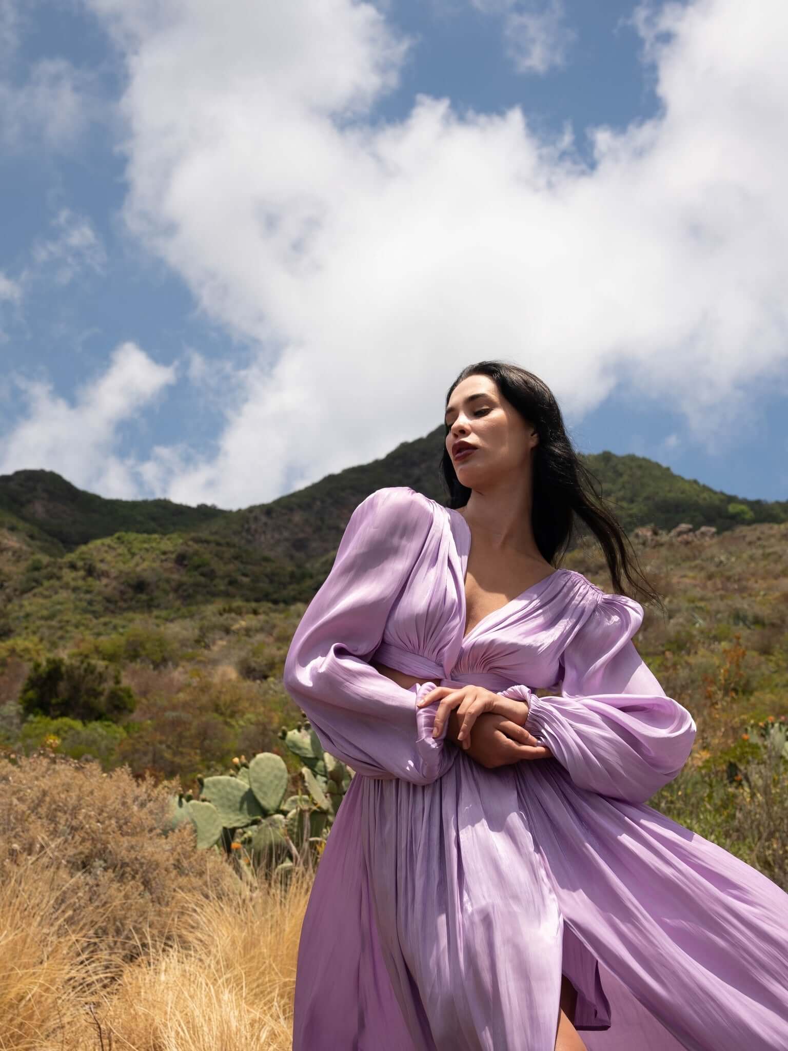 Rochie Maxi cu Decupaj, Mov, Asmee