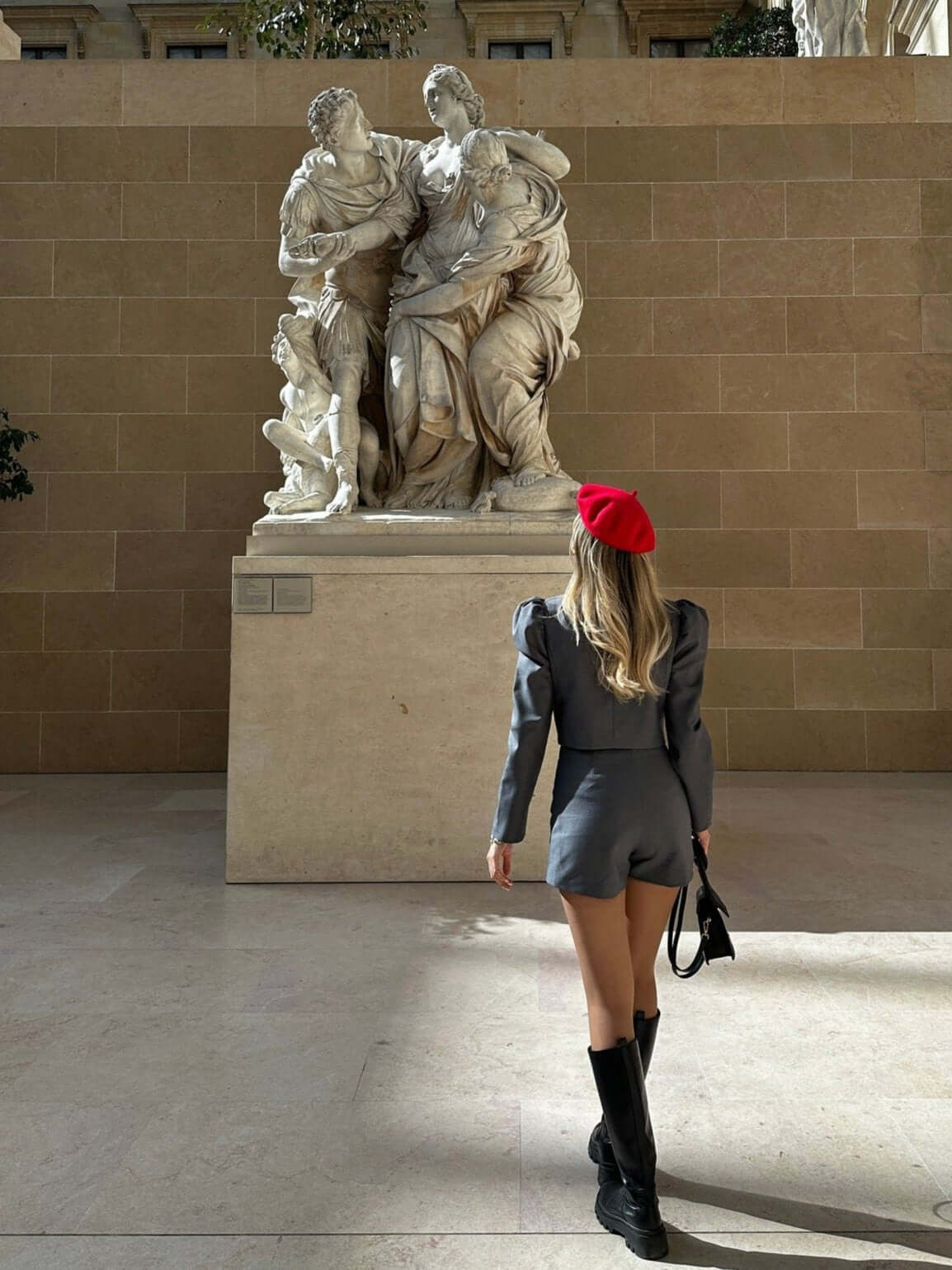 Costum cu Sacou si Fusta Tip Pantaloni, Gri, Niobe