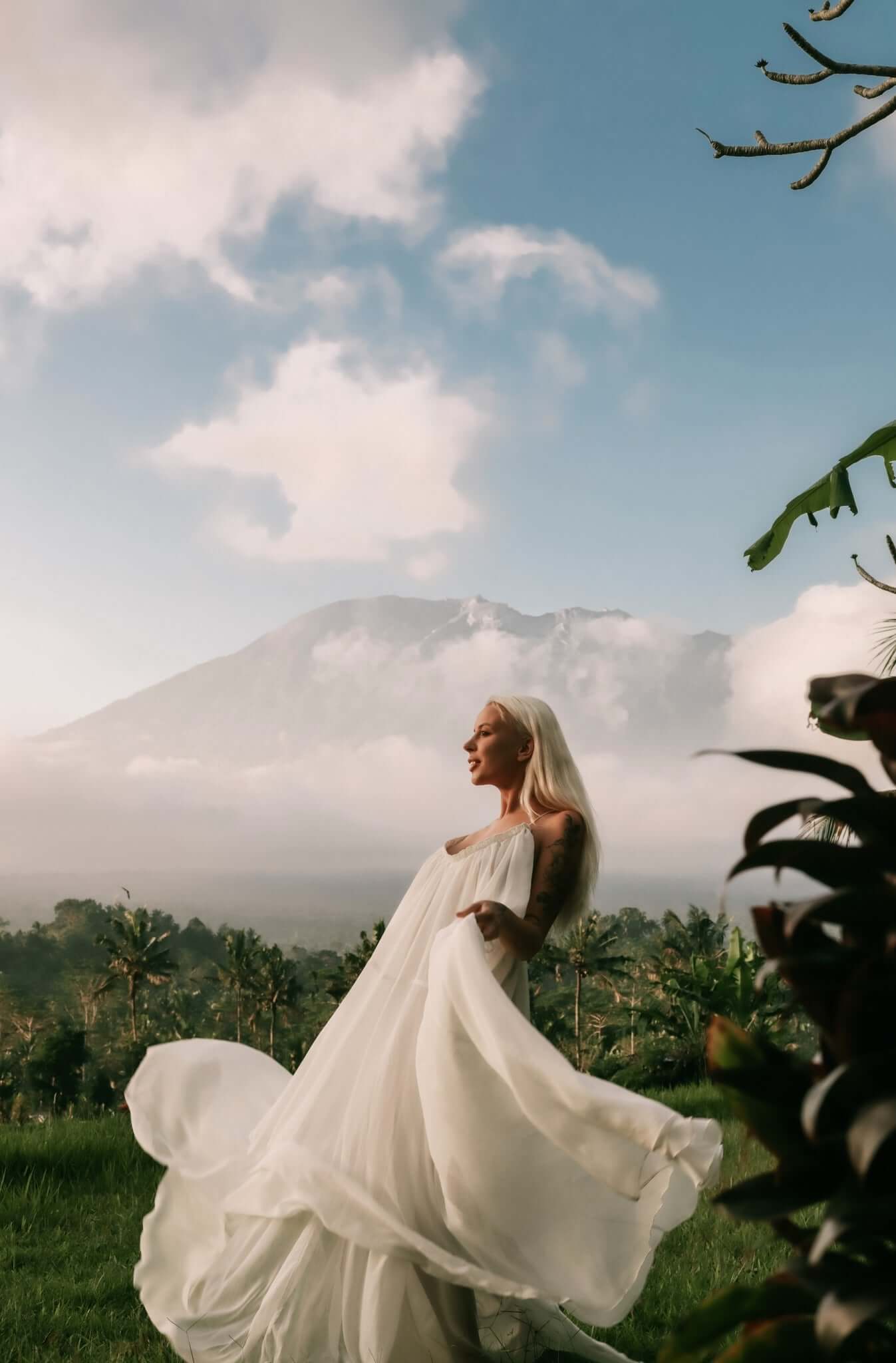 Flowy Maxi Dress with Lace, Love Vision, White