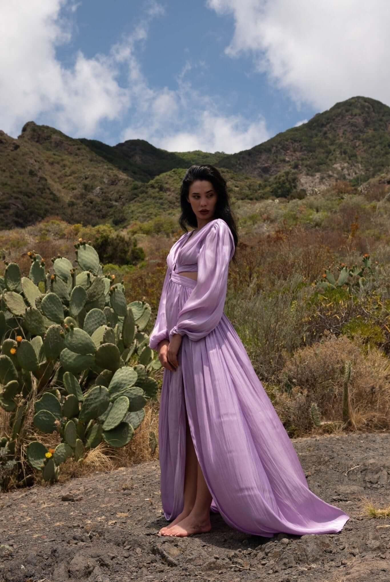 Rochie Maxi cu Decupaj, Mov, Asmee