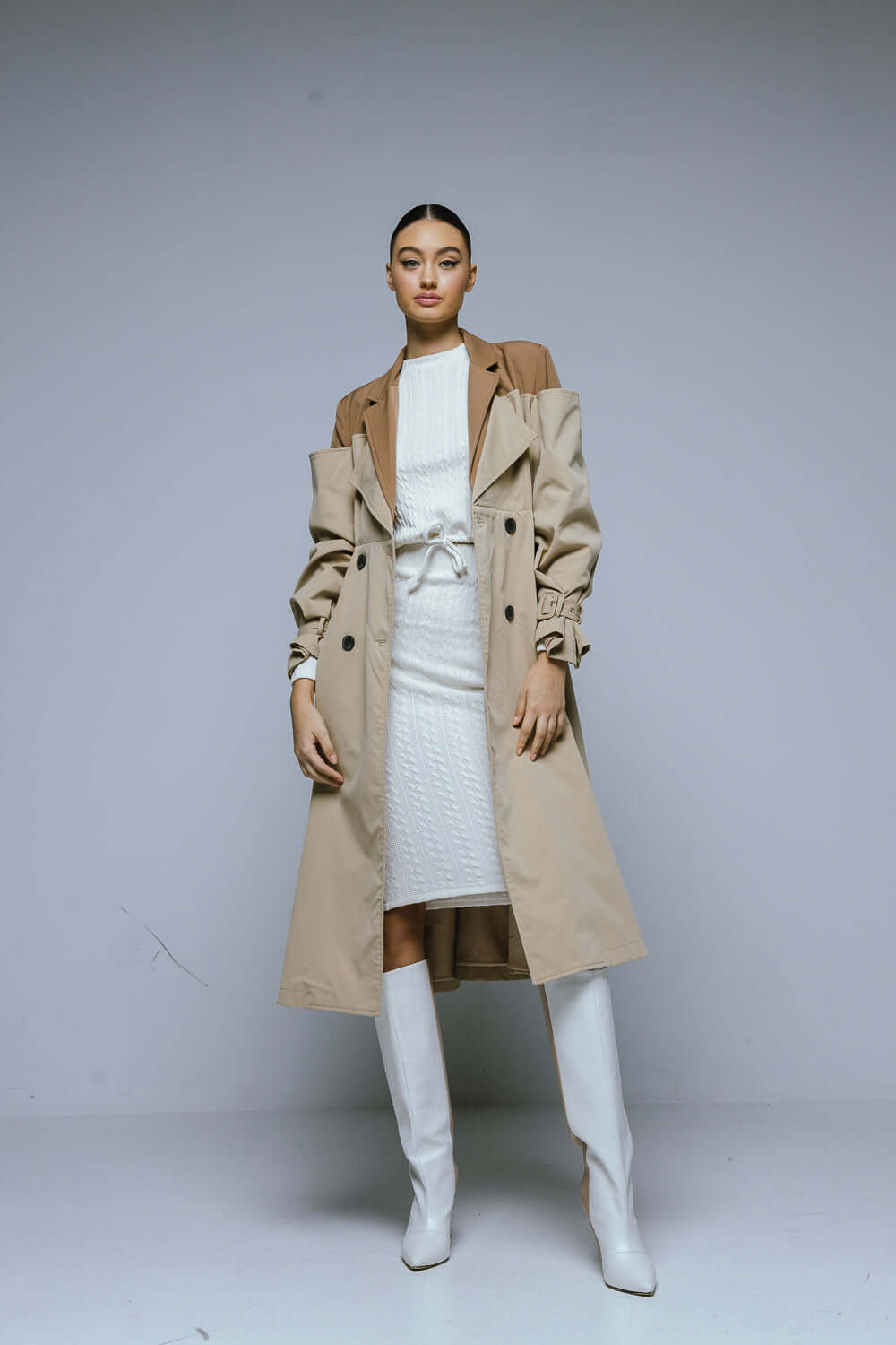 Set Crosetat cu Top si Fusta Midi, Alb, Sindri