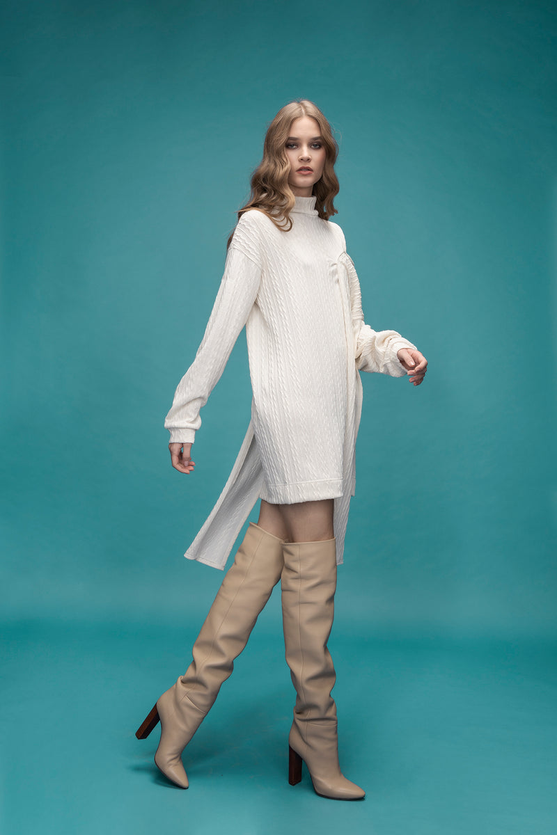 Hira Off Shoulder Knit Dress (white)